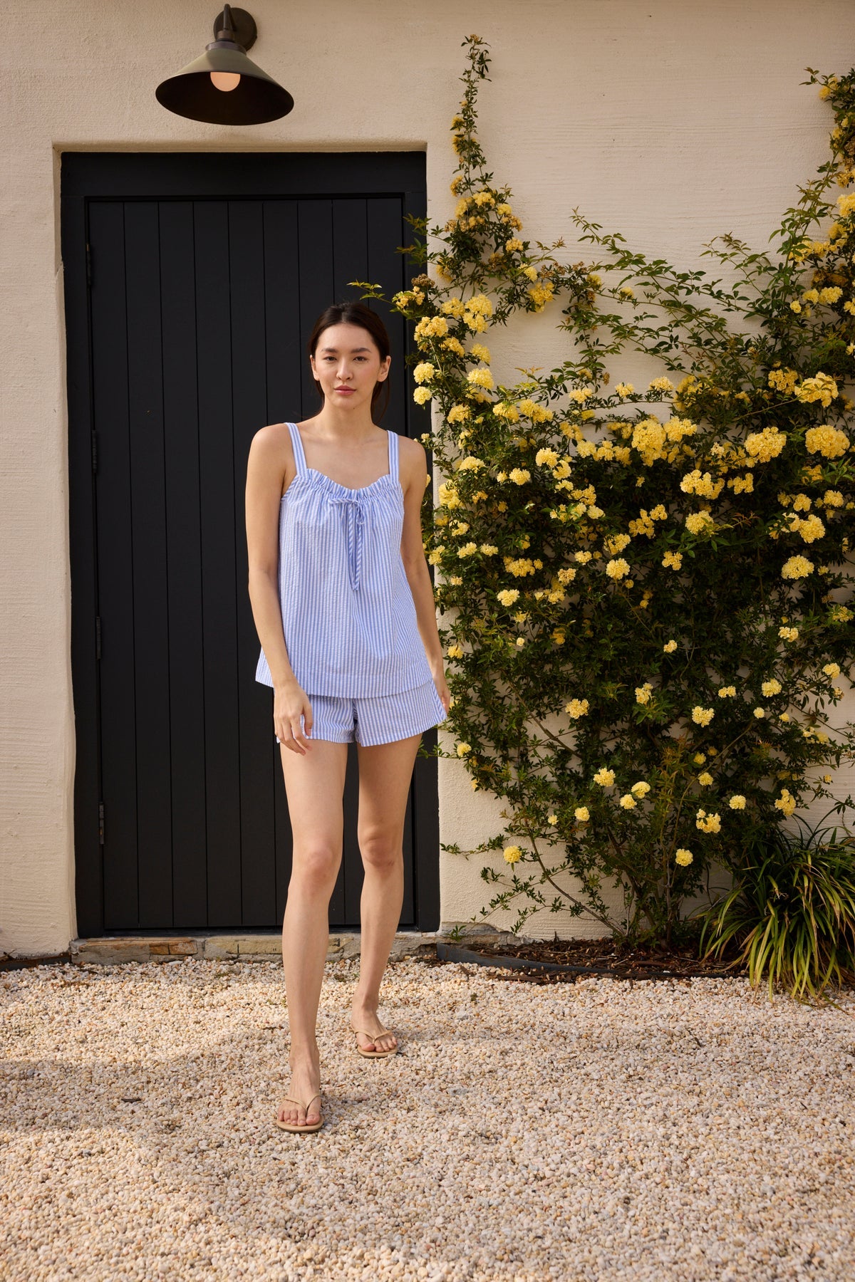 Alice Shorts Set in Blue Seersucker
