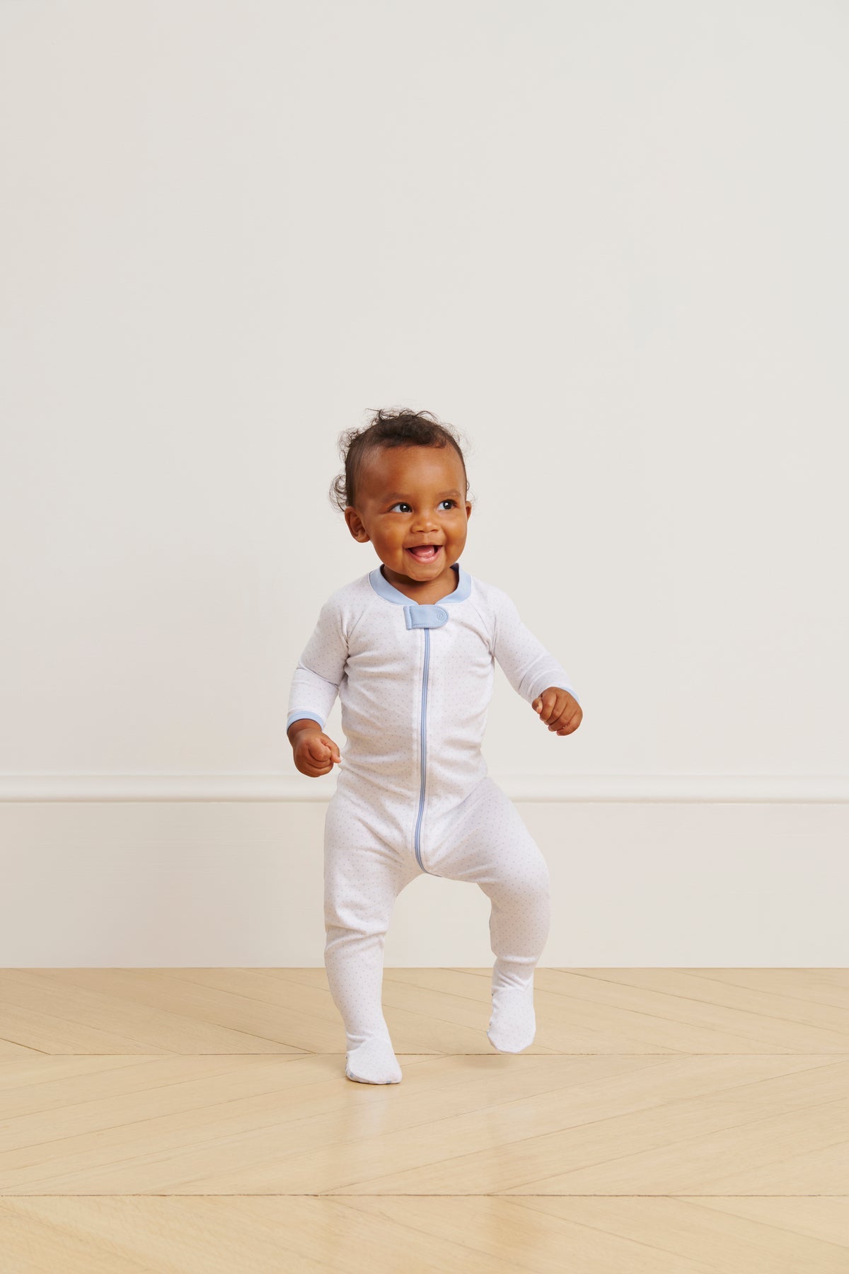 Baby Sleeper in French Blue Pindot