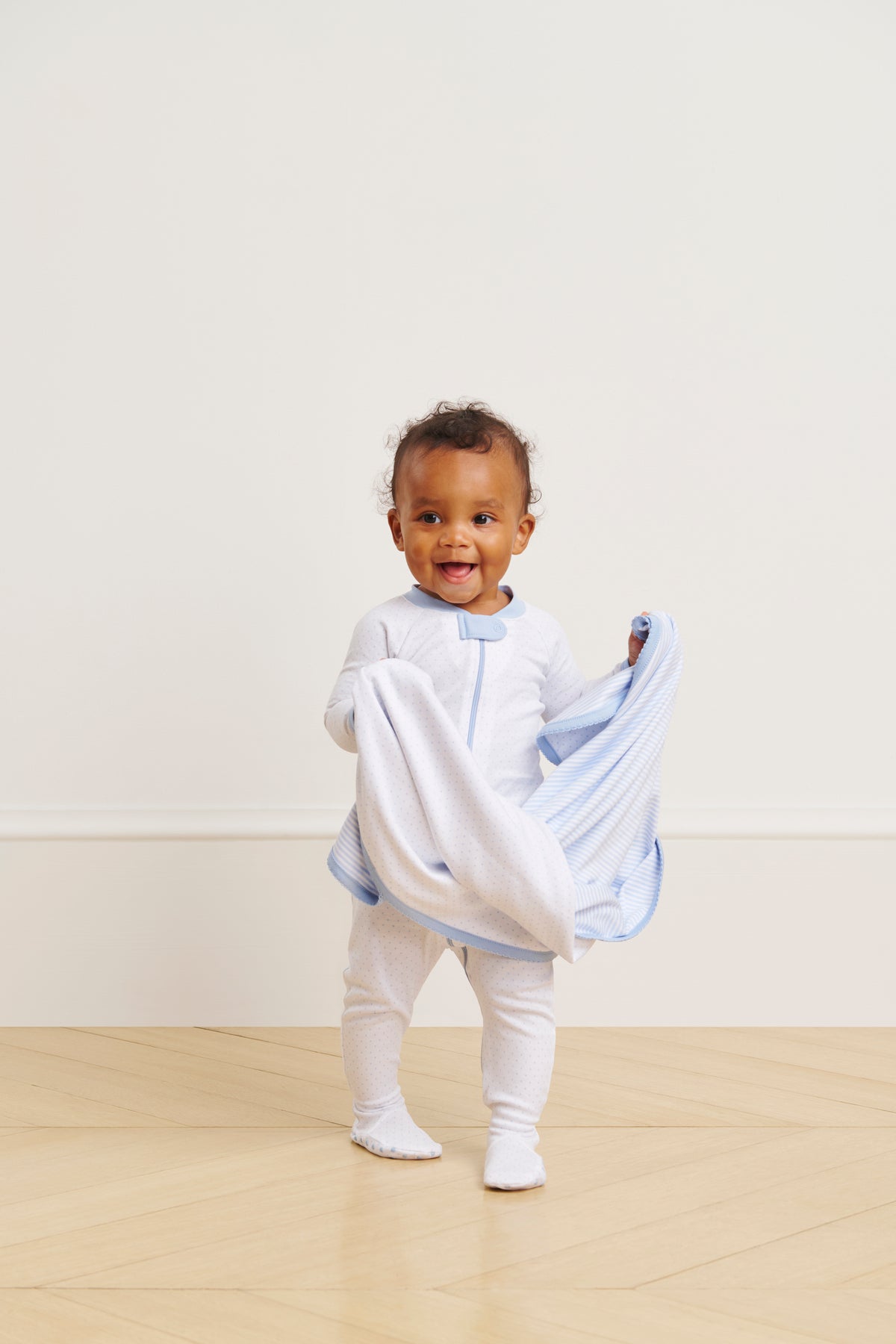 Baby Sleeper in French Blue Pindot