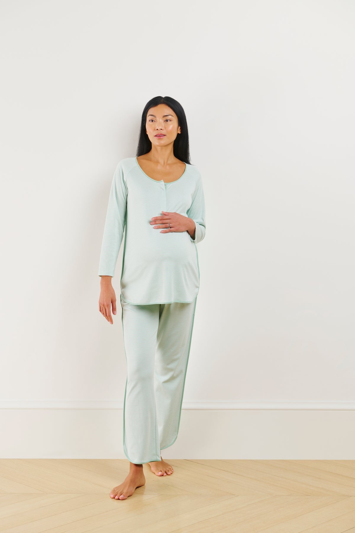 Pima Maternity Long-Long Set in Parisian Green