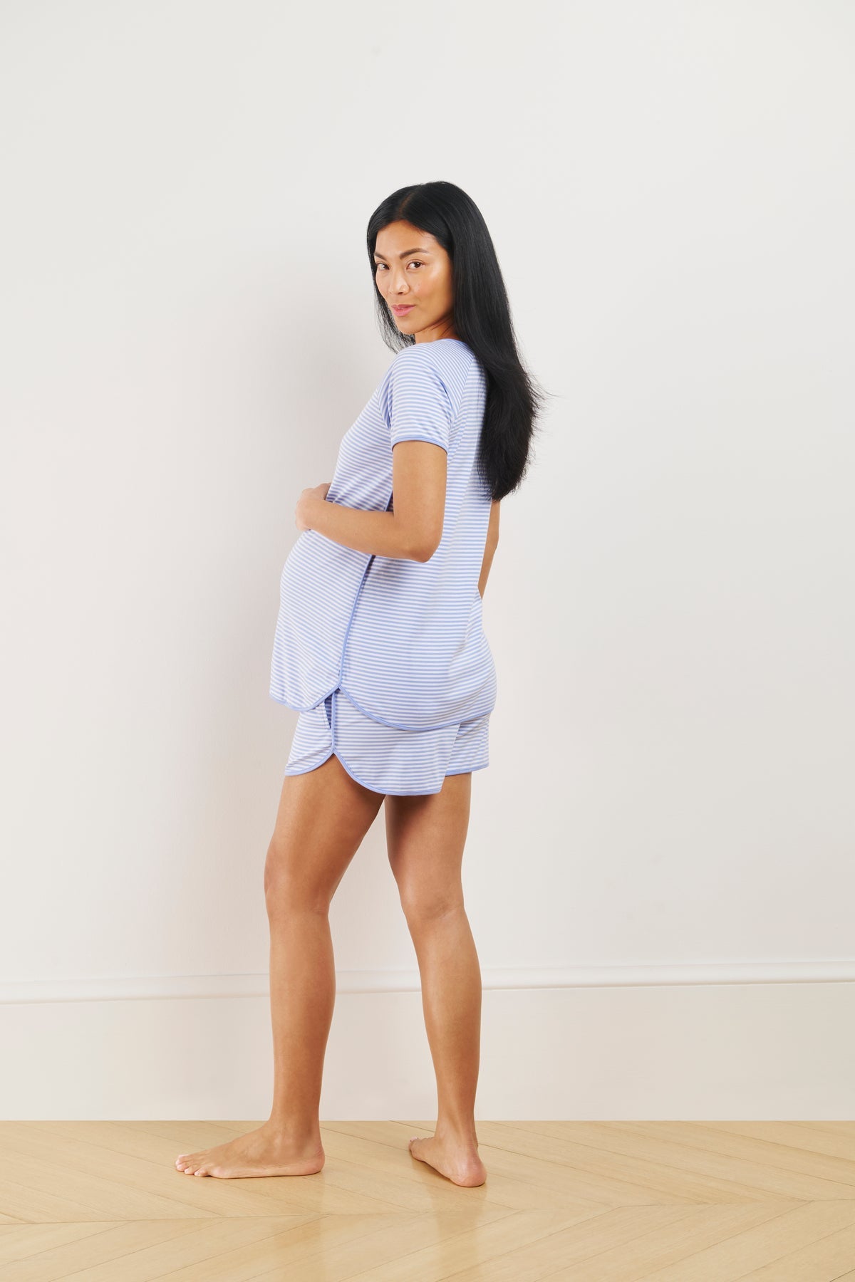Pima Maternity Shorts Set in Hydrangea