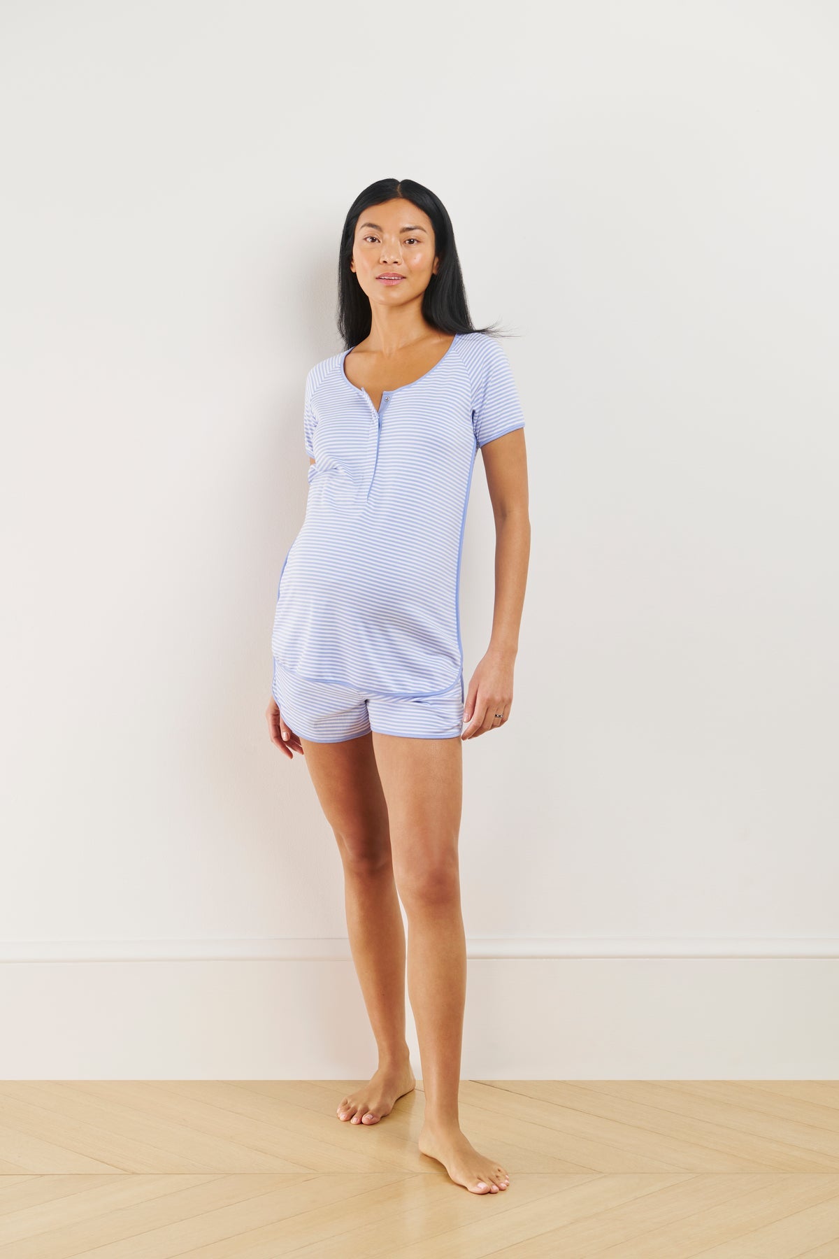 Pima Maternity Shorts Set in Hydrangea