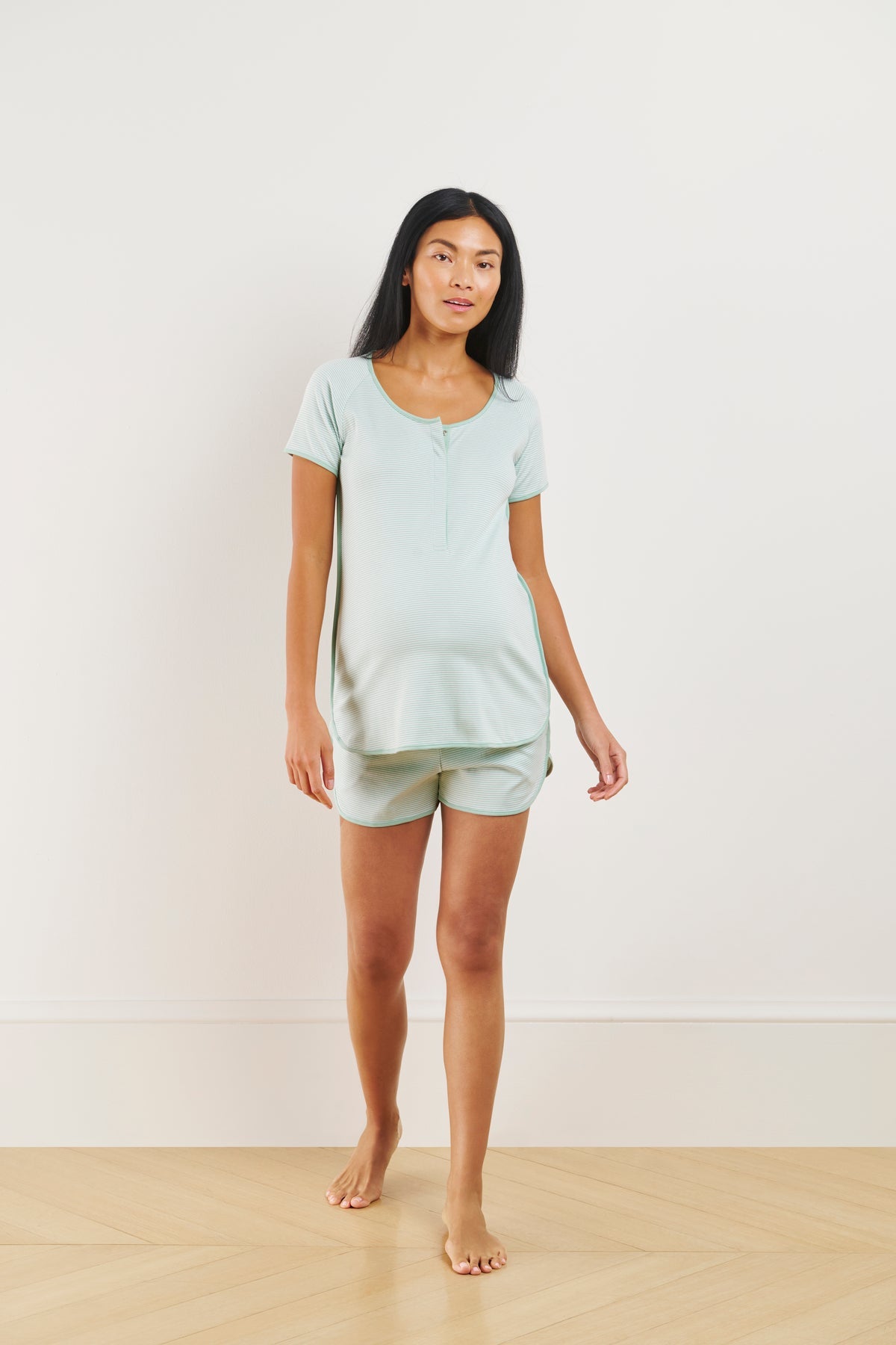Pima Maternity Shorts Set in Parisian Green