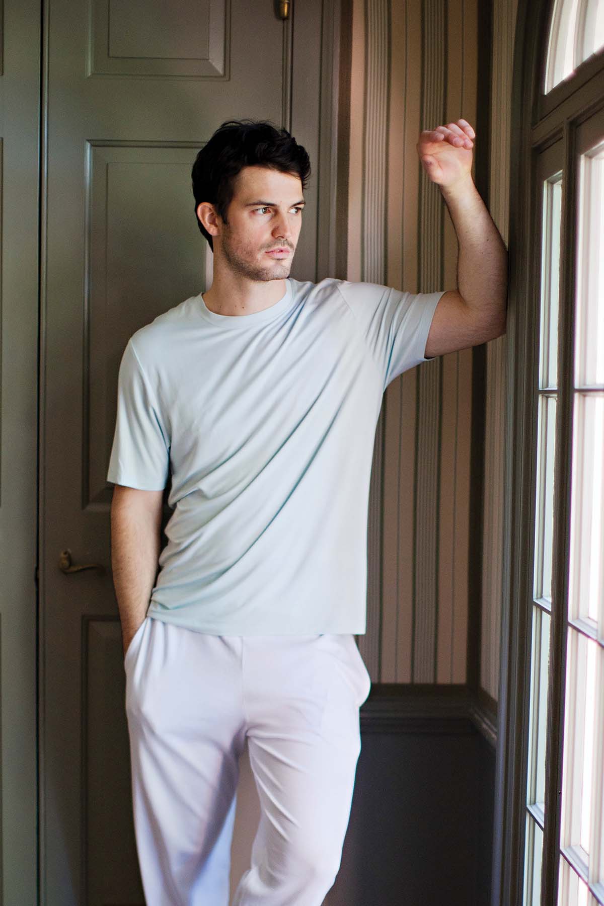 Men's Short Sleeve Bamboo Tee in Coastal Blue