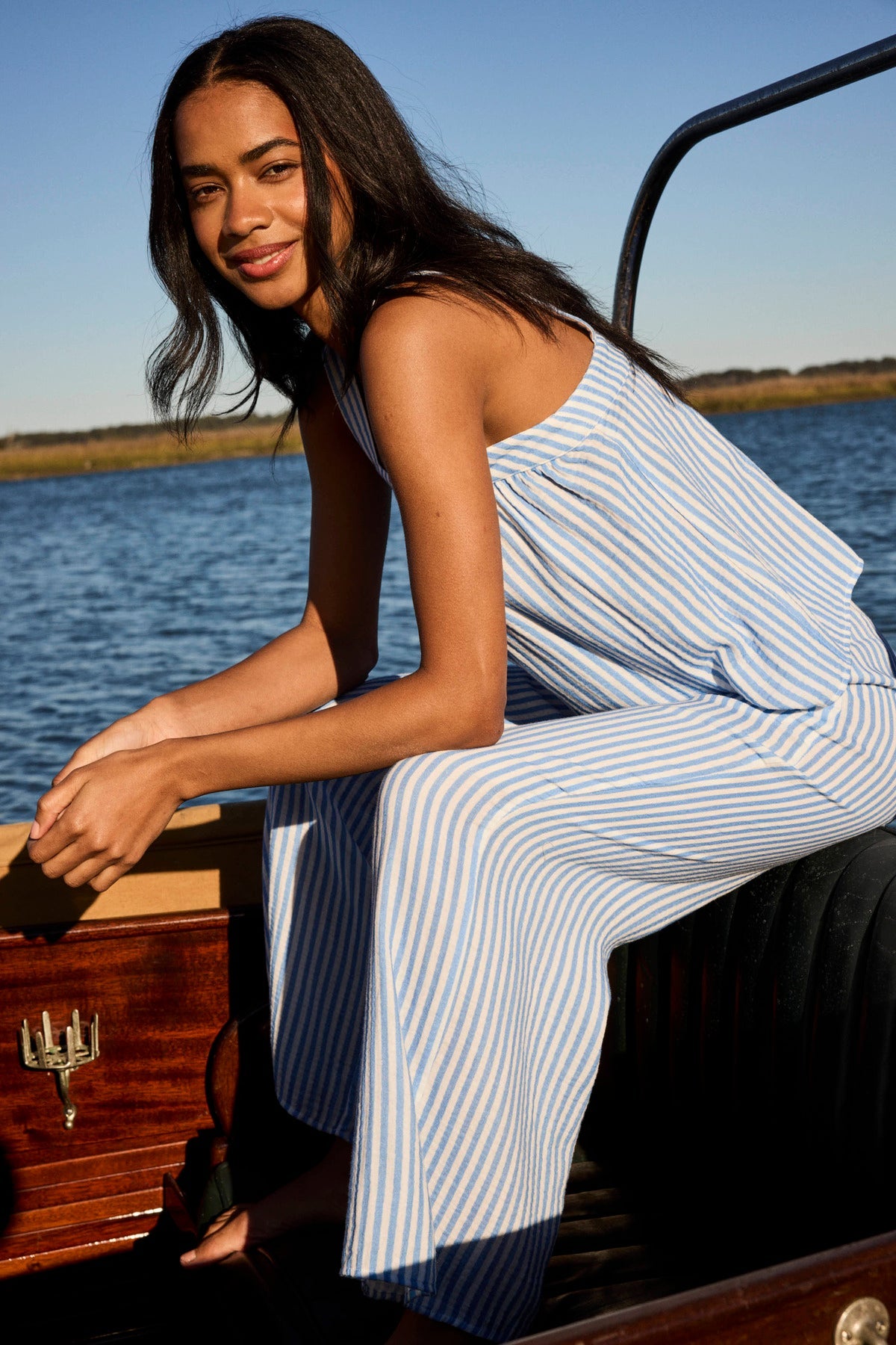 Hamptons Pants Set in Sail Blue Awning Stripe