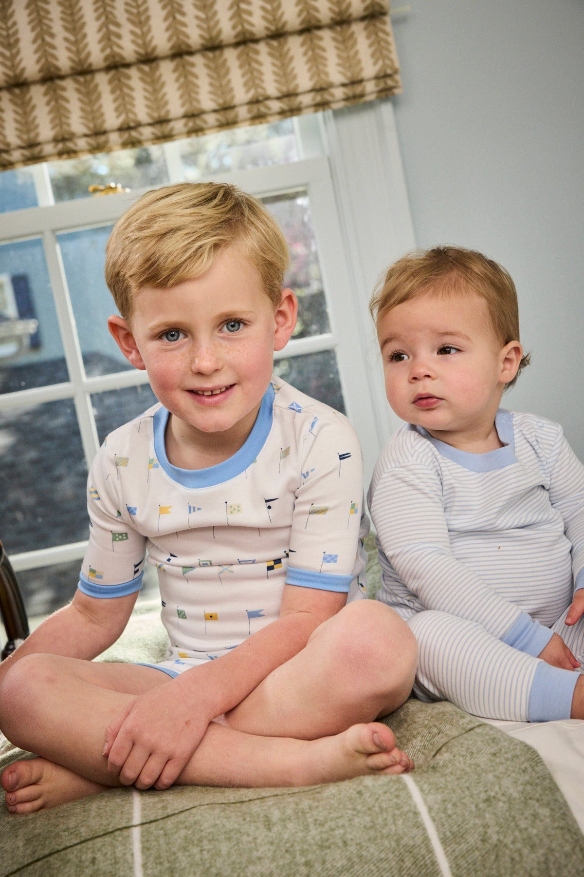 Kids Shorts Set in Baltic Blue Nautical Flags
