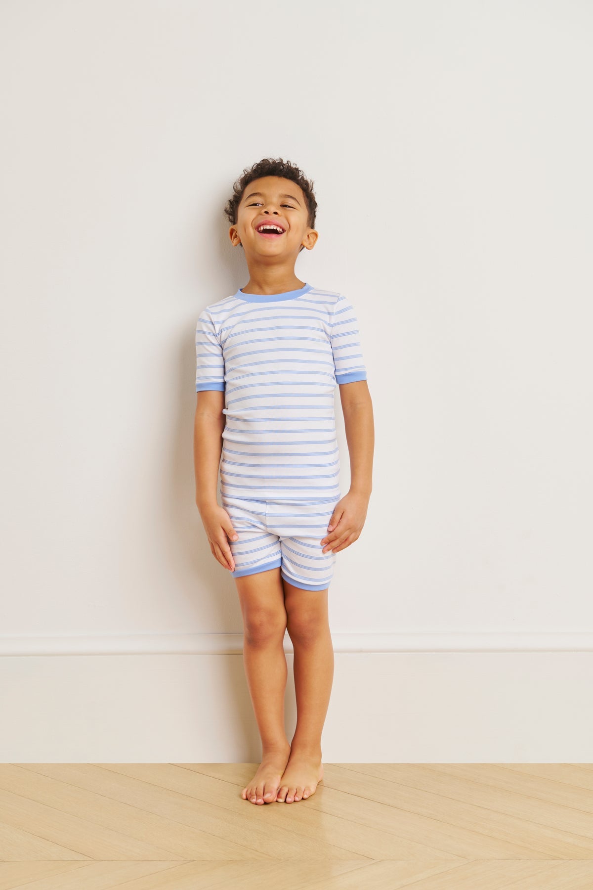Kids Shorts Set in Baltic Blue Triple Stripe