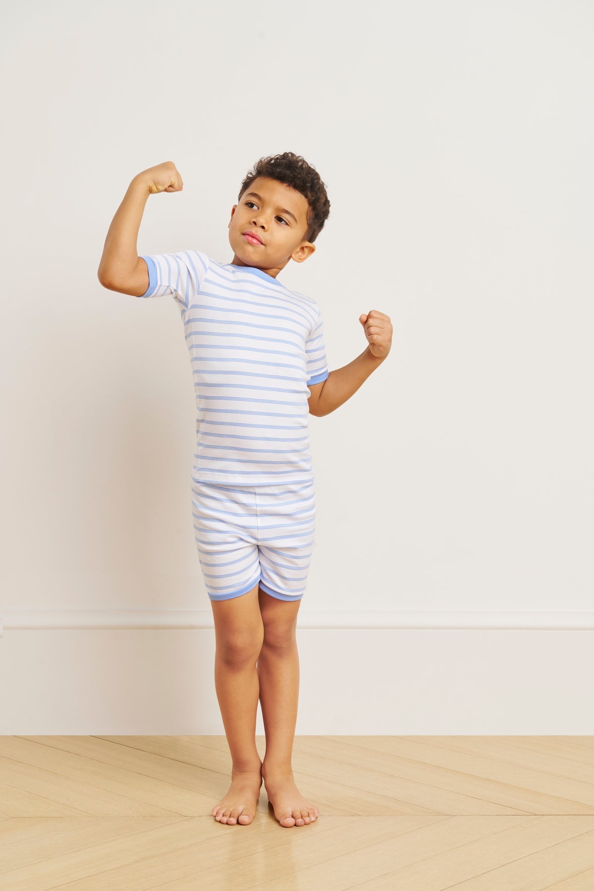 Kids Shorts Set in Baltic Blue Triple Stripe