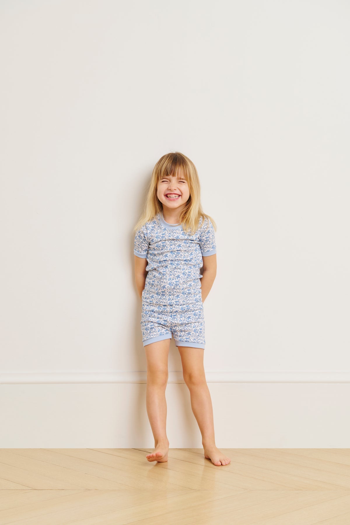 Kids Shorts Set in Delft Blue Garden Floral