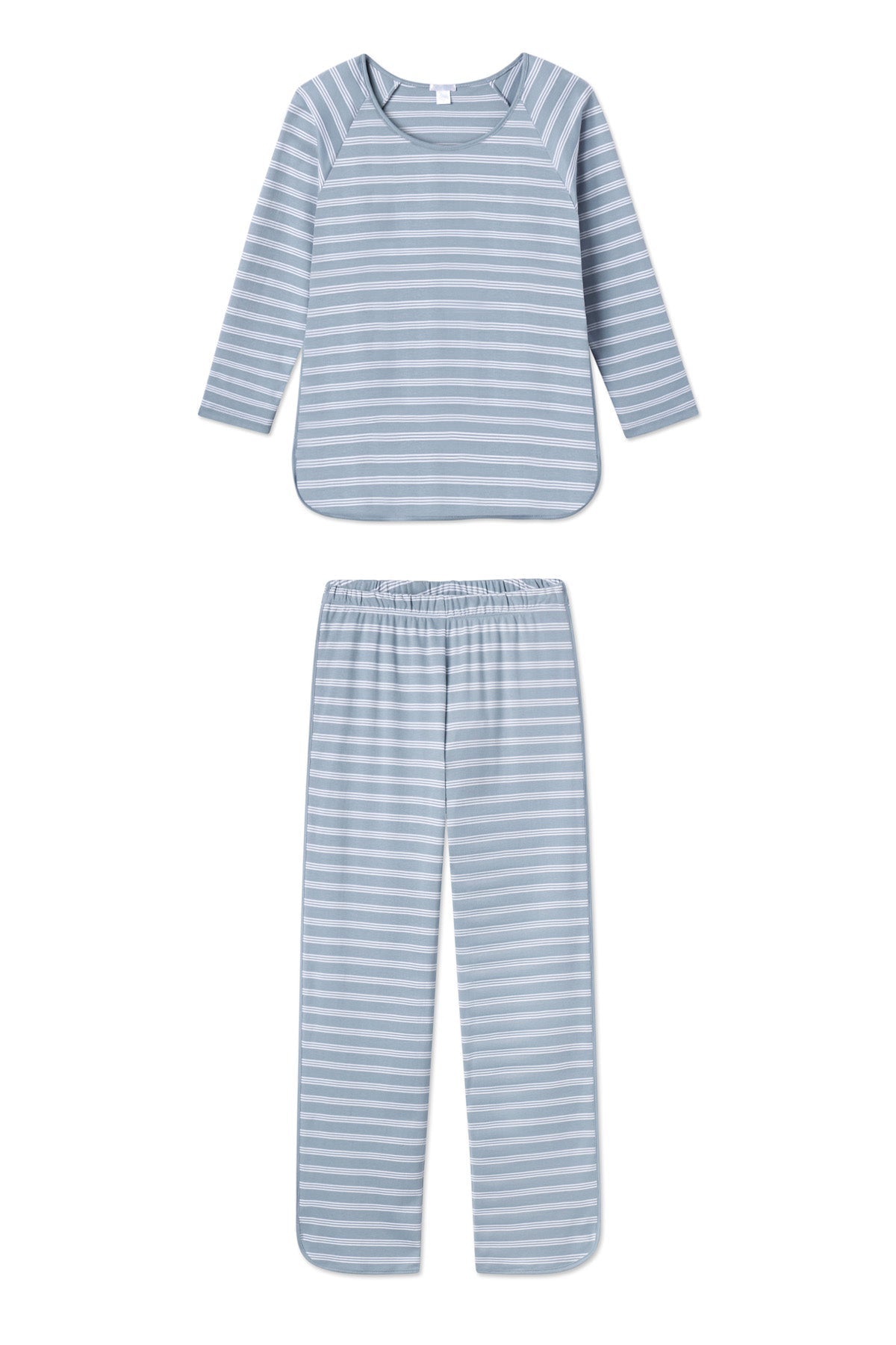 Pima Long-Long Set in Dusty Blue Stripe