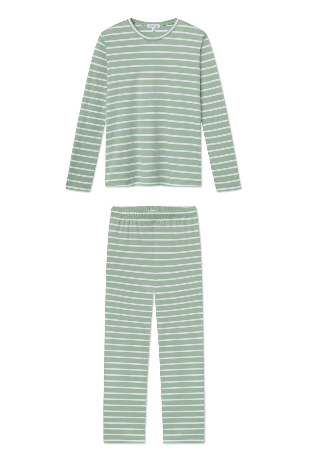 Pima Crew Long-Long Set in Granite Green Anchor Stripe