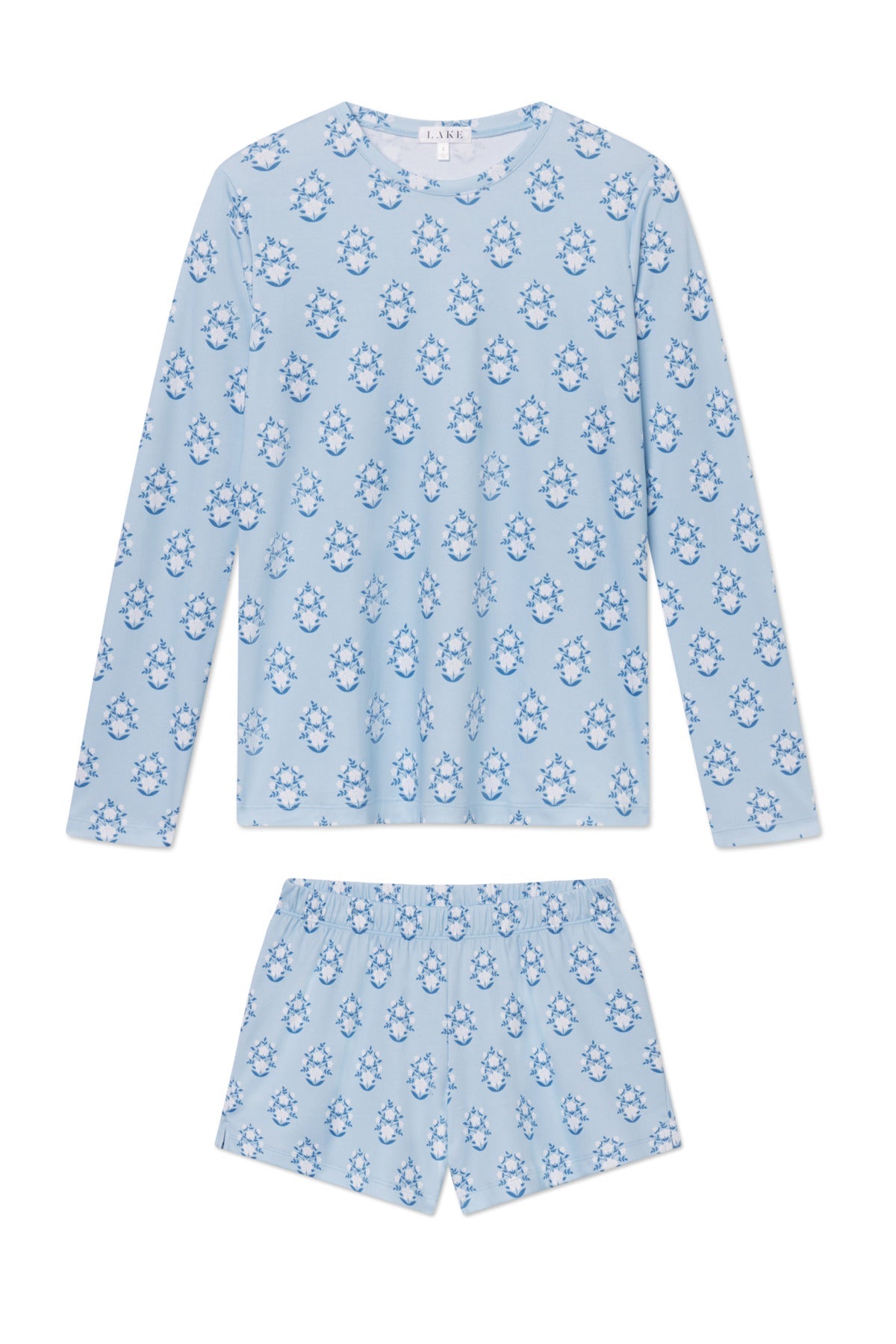 Pima Crew Long-Short Set in French Blue Cottage Floral