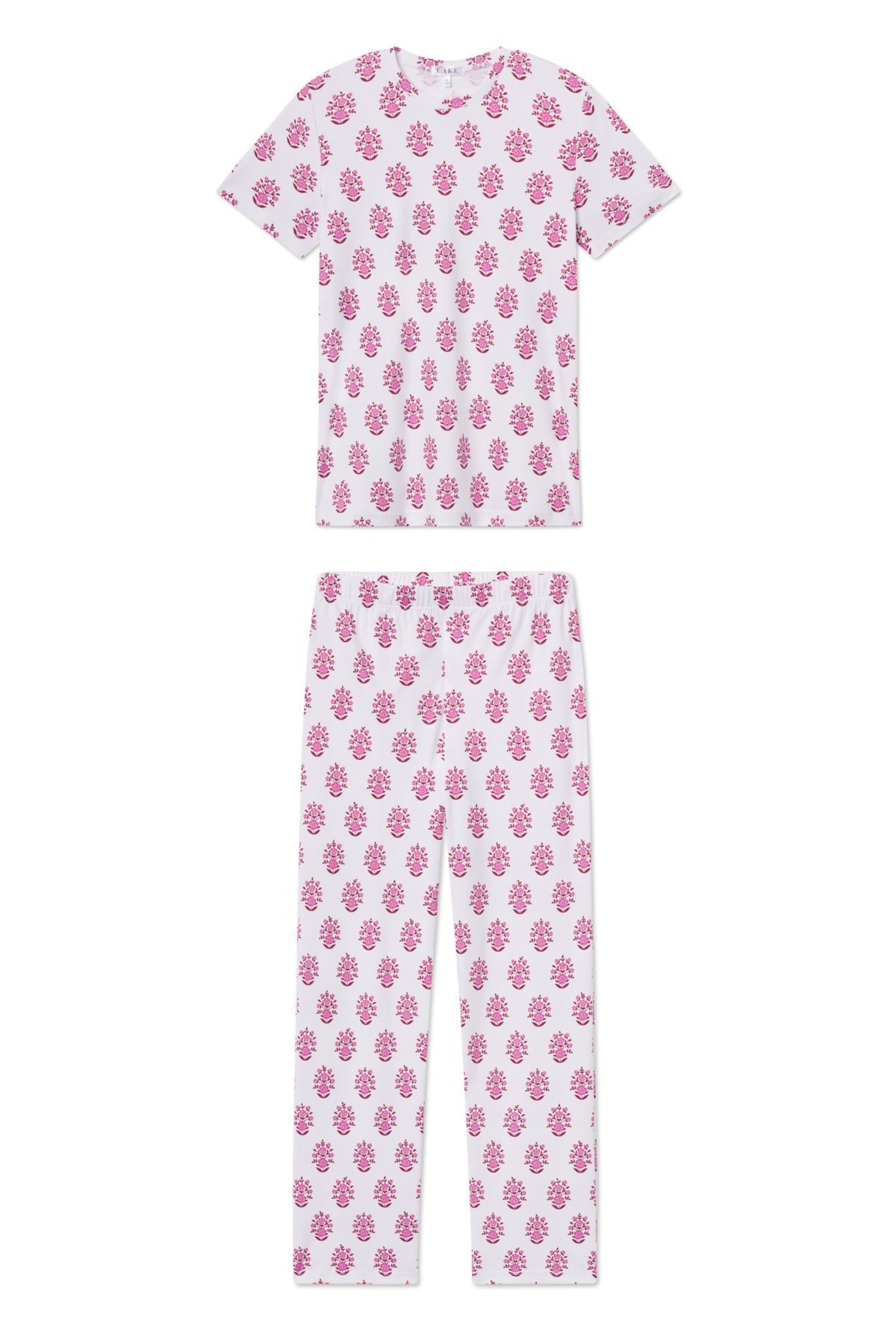 Pima Crew Short-Long Set in Cabernet Cottage Floral