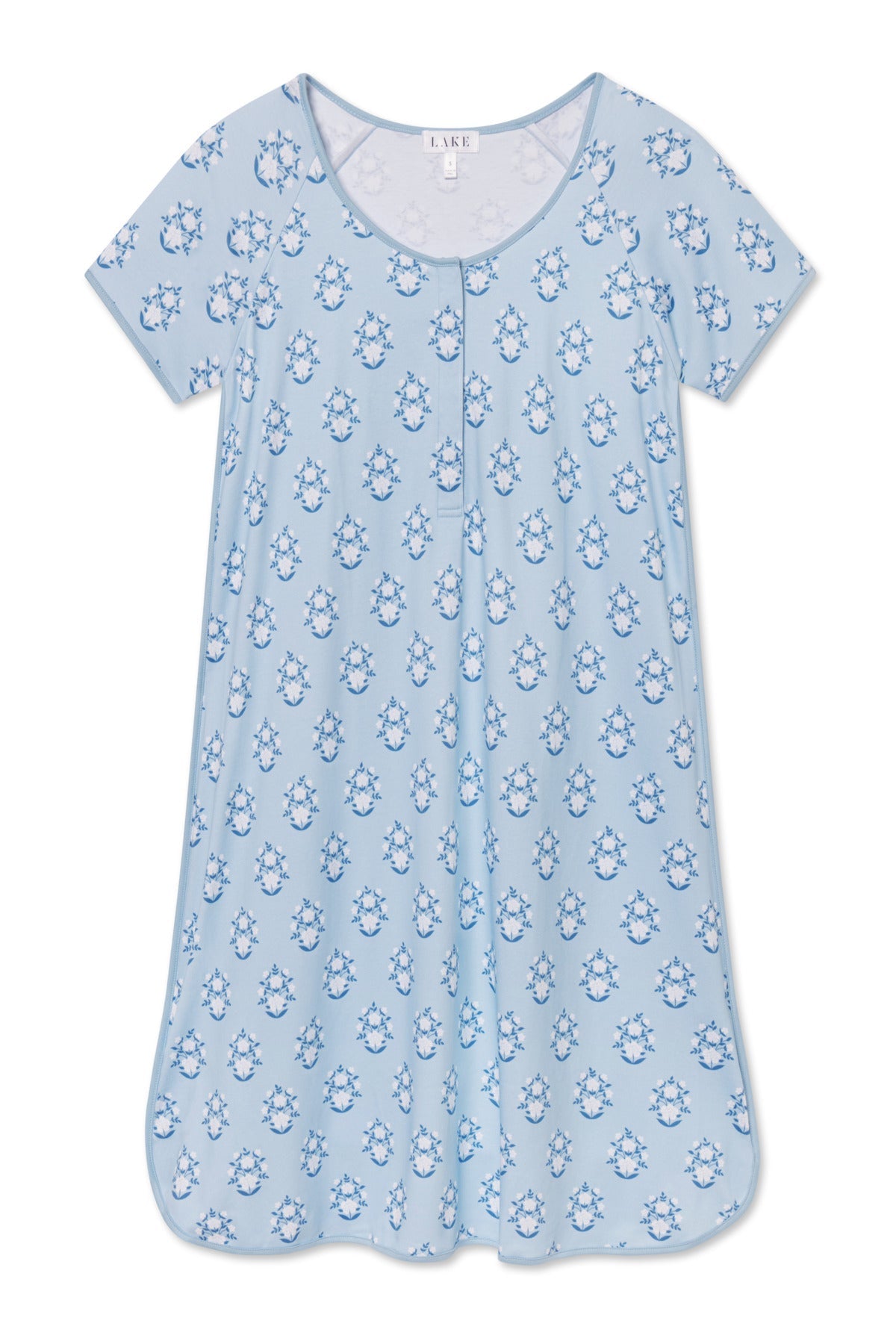Pima Maternity Nightgown in French Blue Cottage Floral