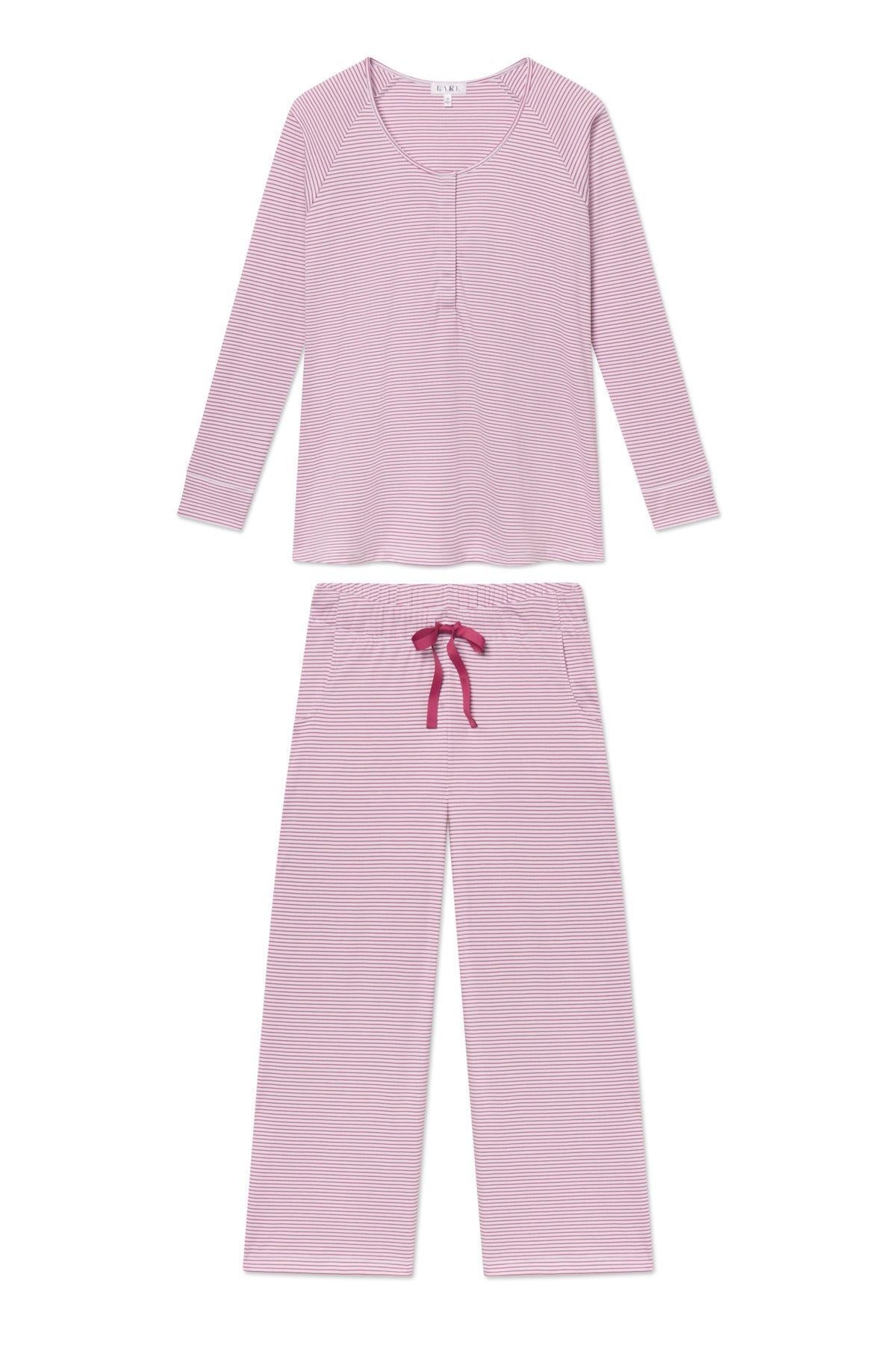 Pima Maternity Wide Leg Pajama Set in Camellia Stripe