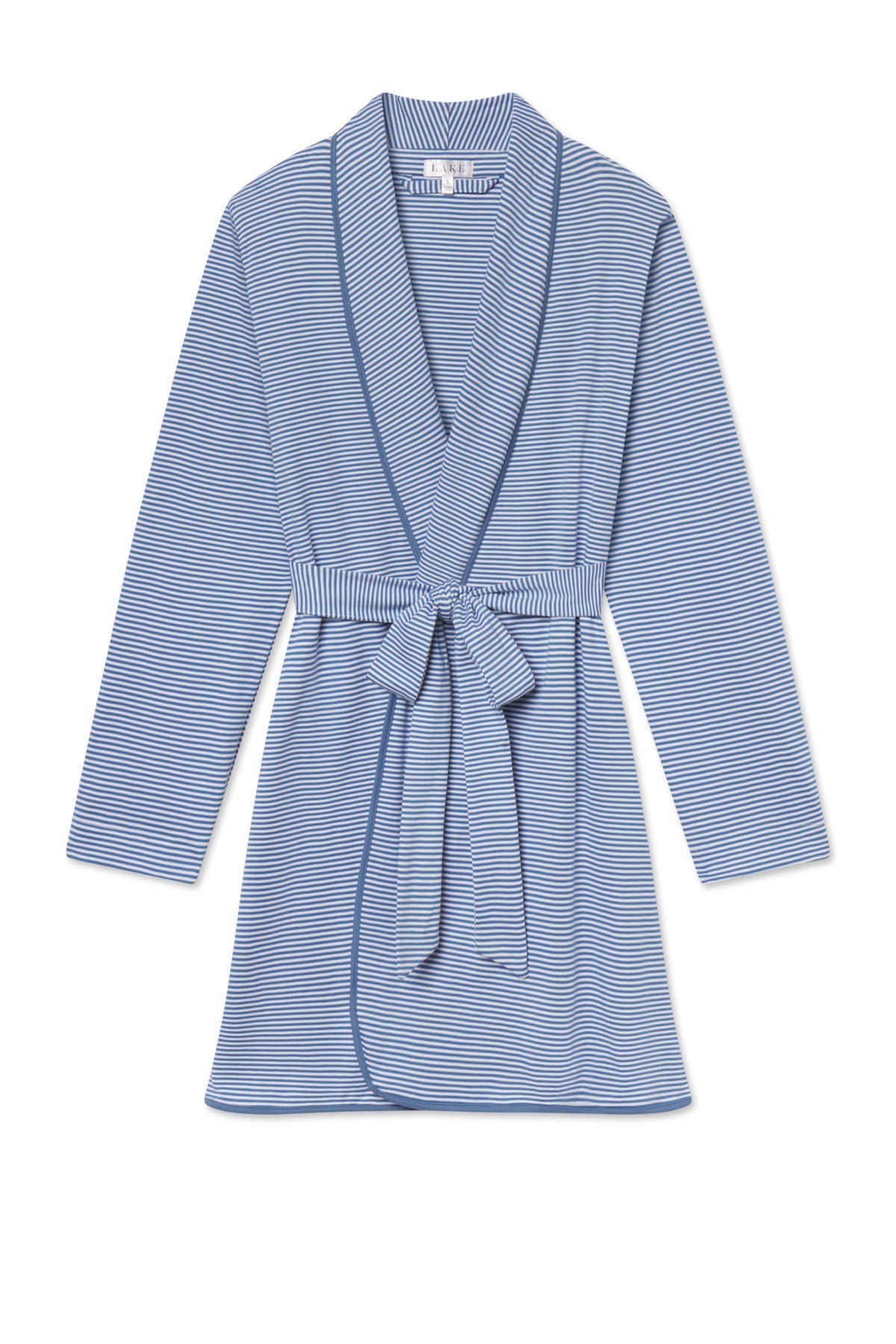 Pima Short Robe in Seaport Stripe