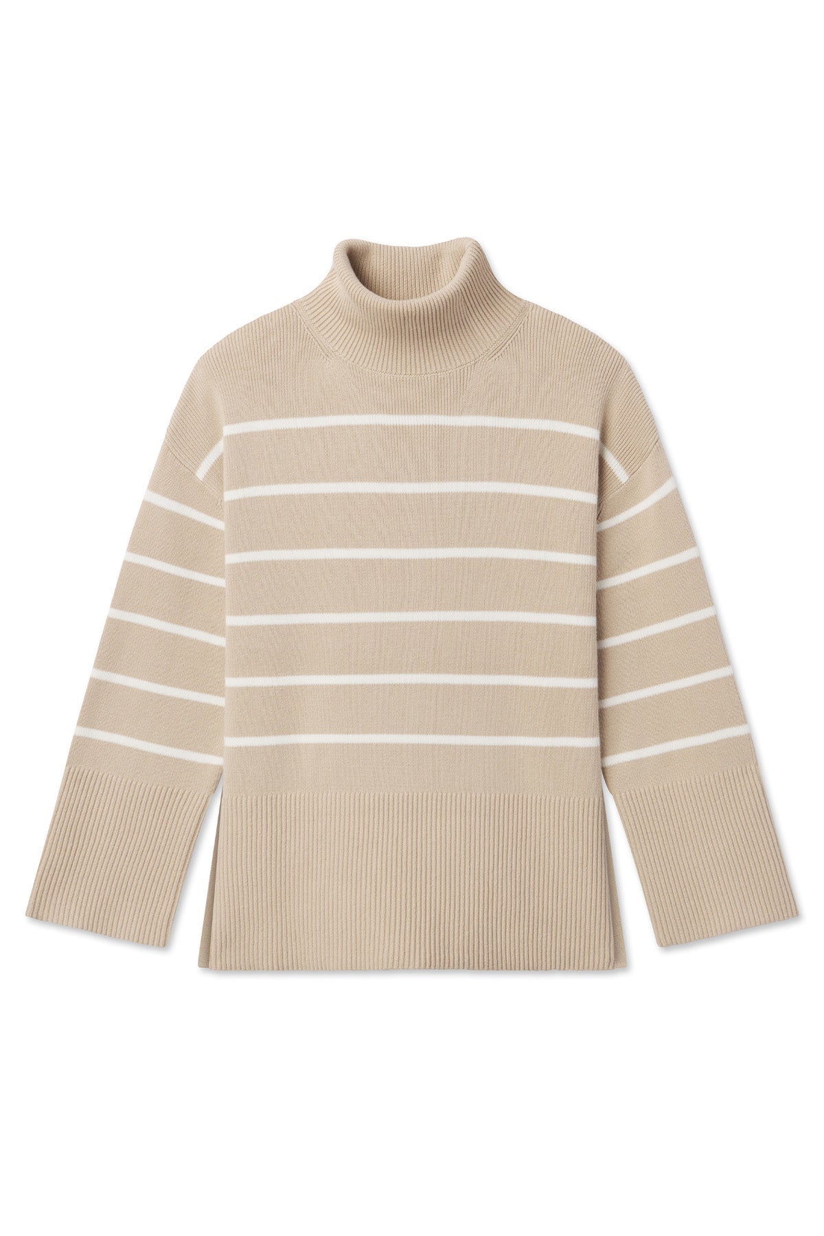 Madeline Cotton Sweater in Driftwood Ivory Stripe