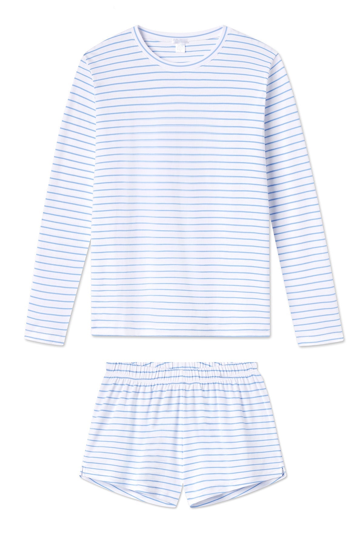 Pima Crew Long-Short Set in Baltic Blue
