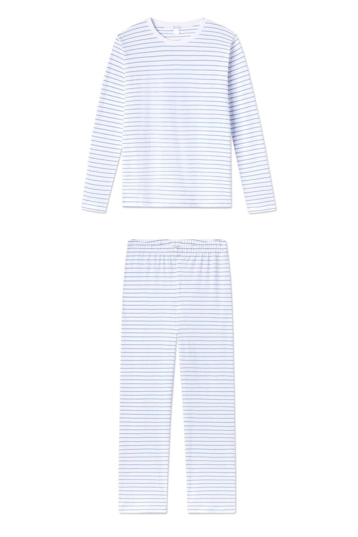 Pima Crew Long-Long Set in Baltic Blue