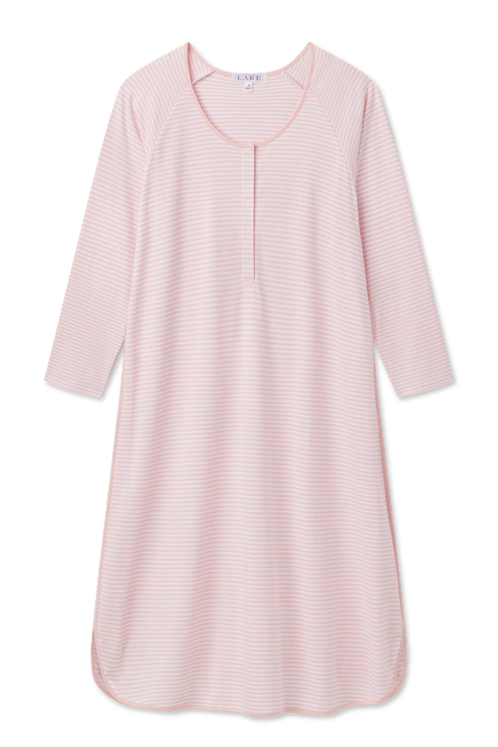 Pima Maternity Long Sleeve Nightgown in English Rose Stripe
