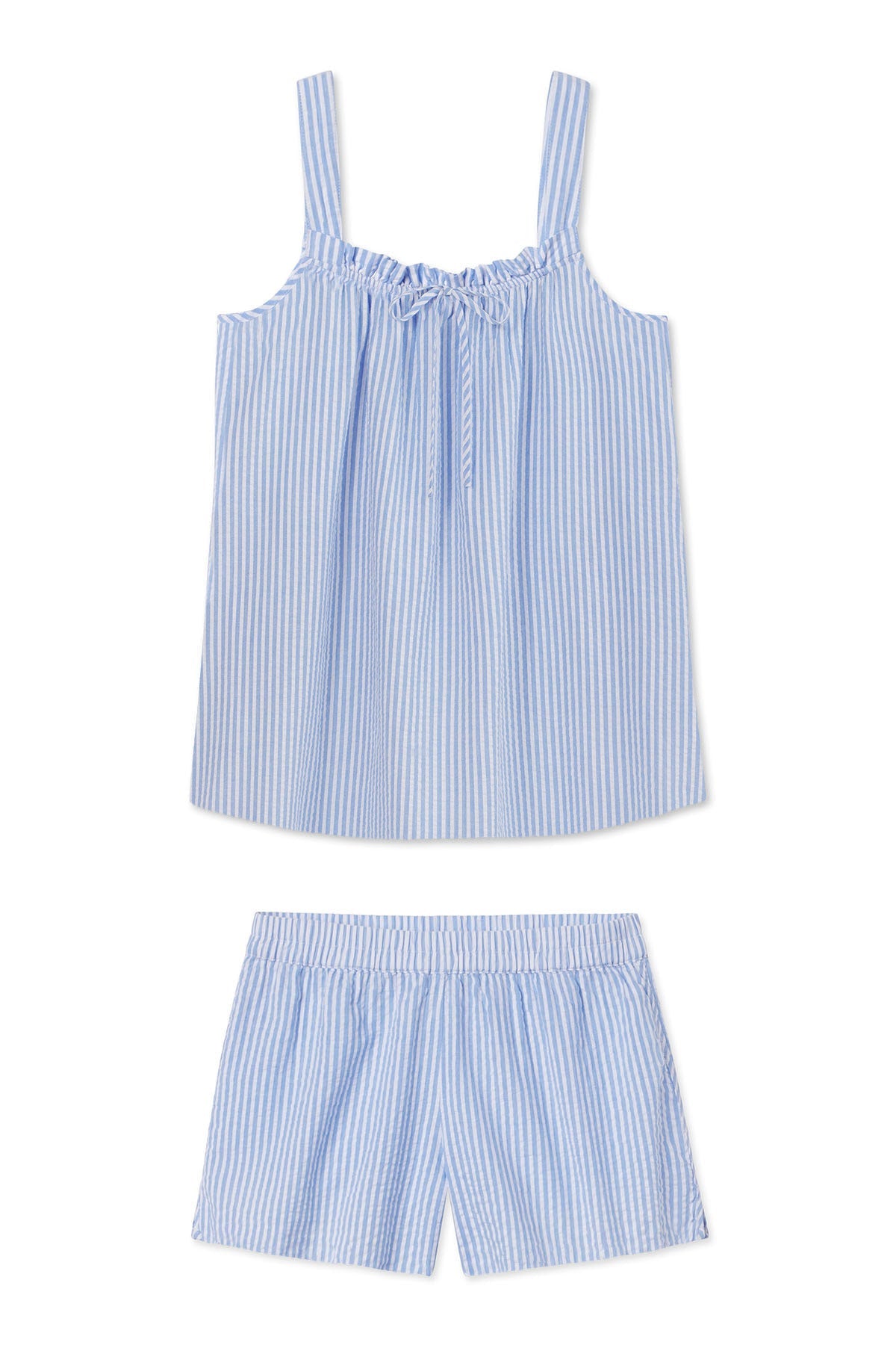 Alice Shorts Set in Blue Seersucker
