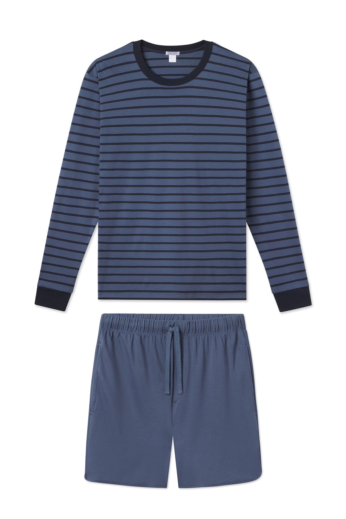 Men's Pima Long-Short Set in Ocean Blue Stripe