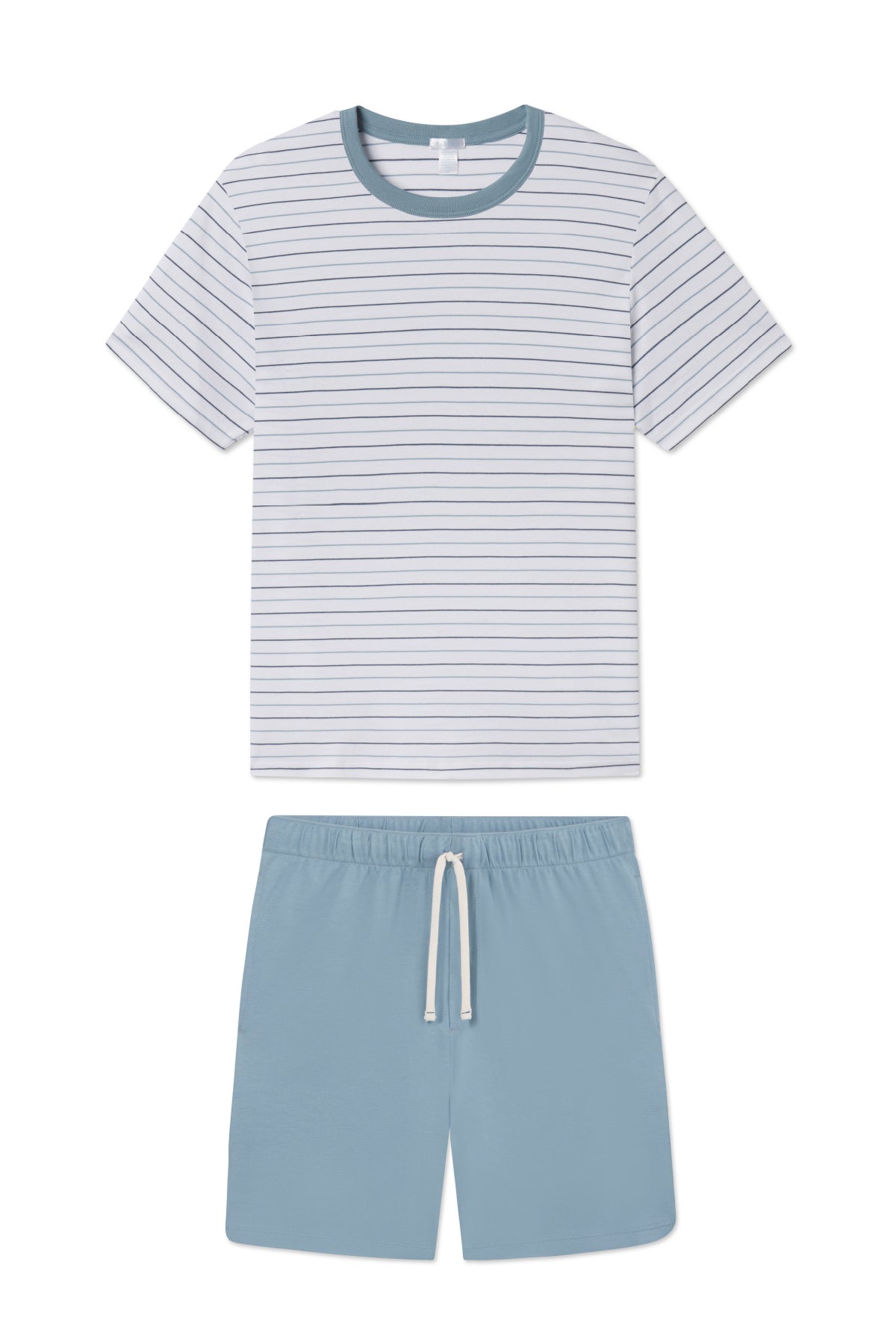 Men's Pima Sleep Shorts Set in Marlin Blue Nautical Stripe
