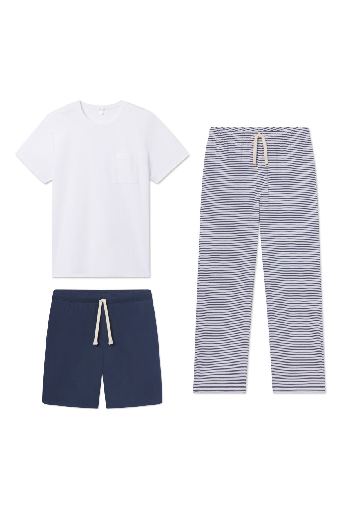 Men's Pima Sleep Bundle in Navy Surf Stripe