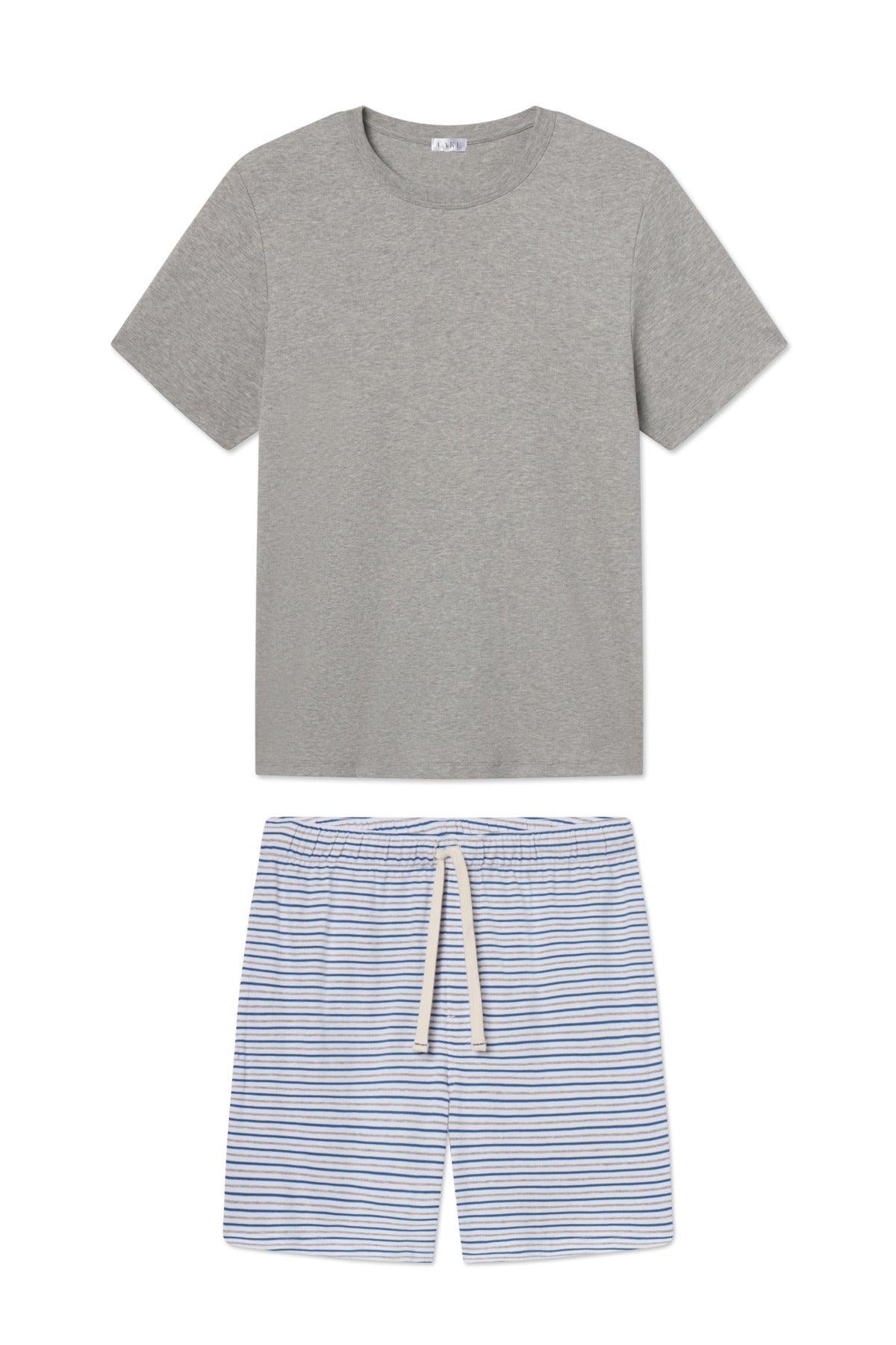 Men's Pima Sleep Shorts Set in Heather Gray Surf Stripe