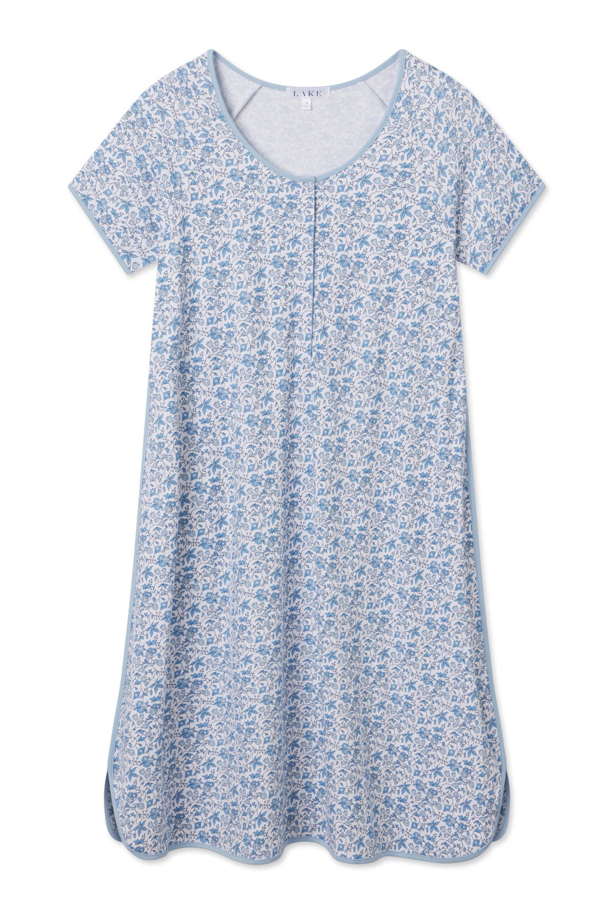 Pima Maternity Nightgown in Delft Blue Garden Floral