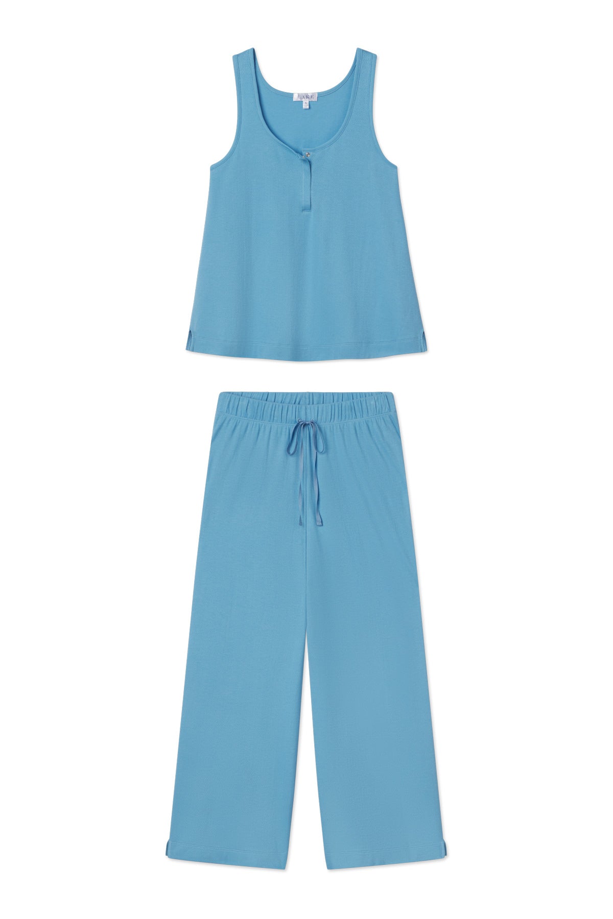 Pointelle Maternity Wide Leg Tank Set in Serene Blue