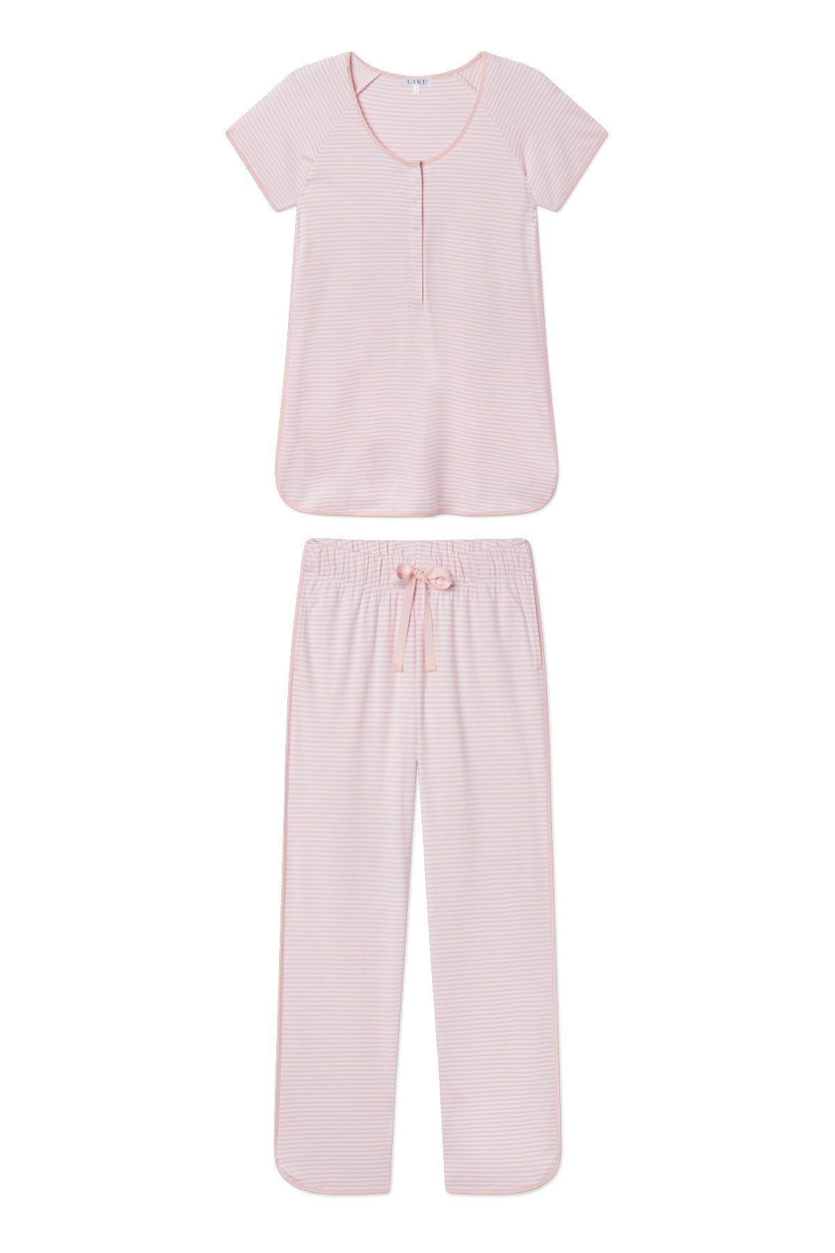 Pima Maternity Short-Long Set in English Rose Stripe
