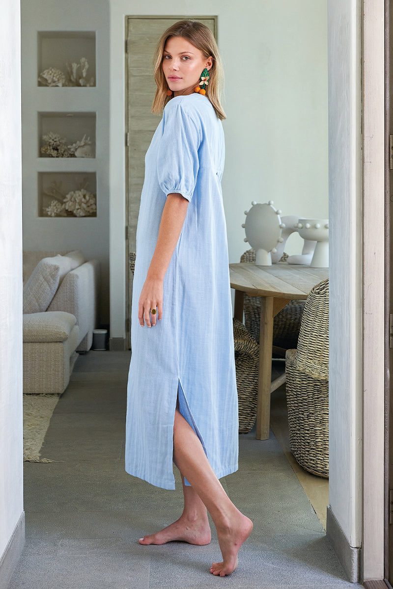Gauze Caftan in Morning Blue