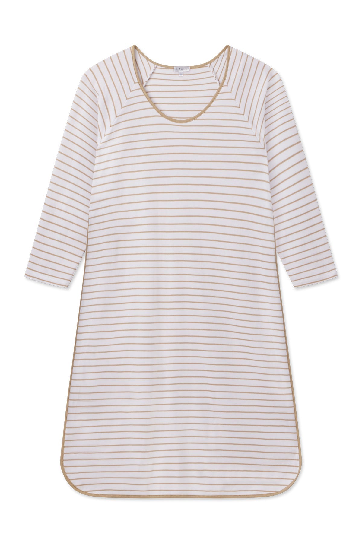 Pima Long Sleeve Nightgown in Sandstone Rowing Stripe