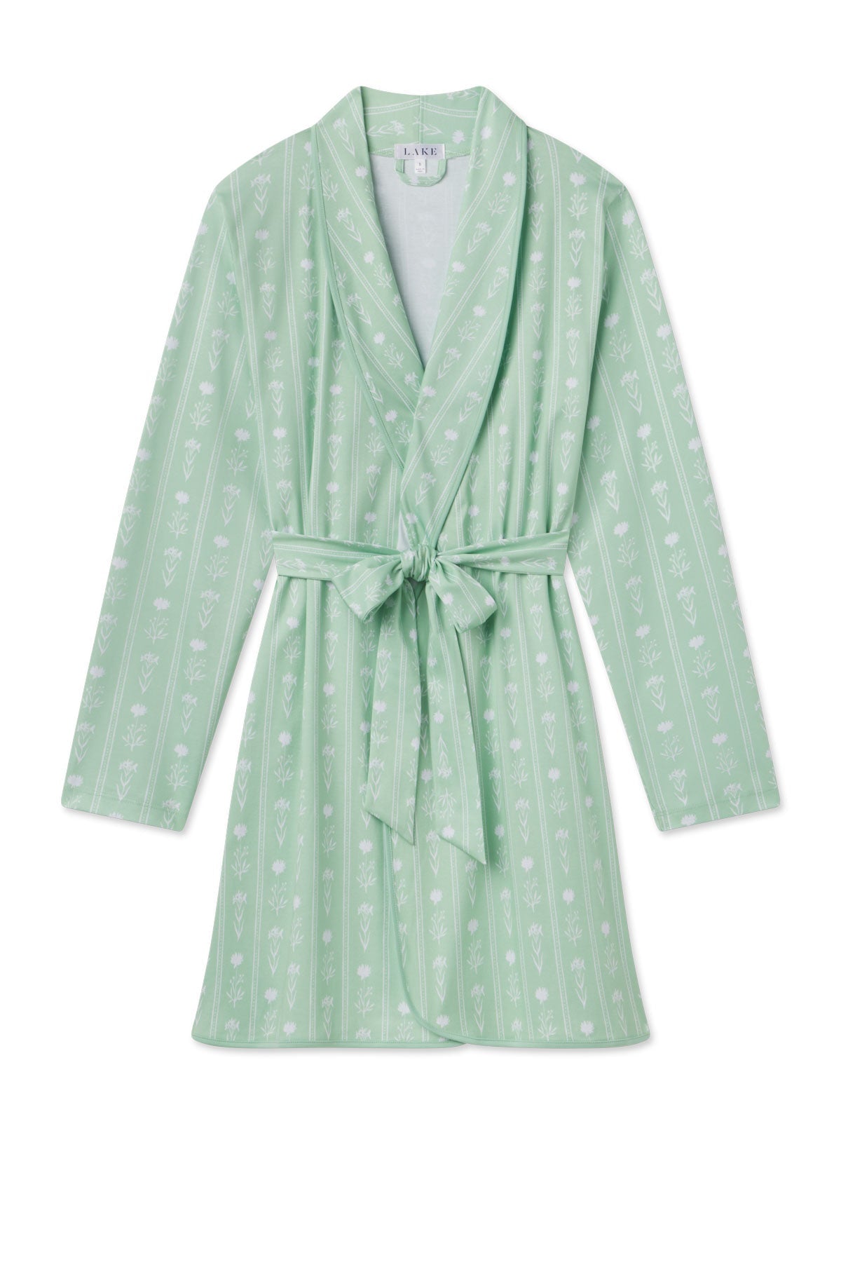Pima Short Robe in Parisian Green Watercolor Stems