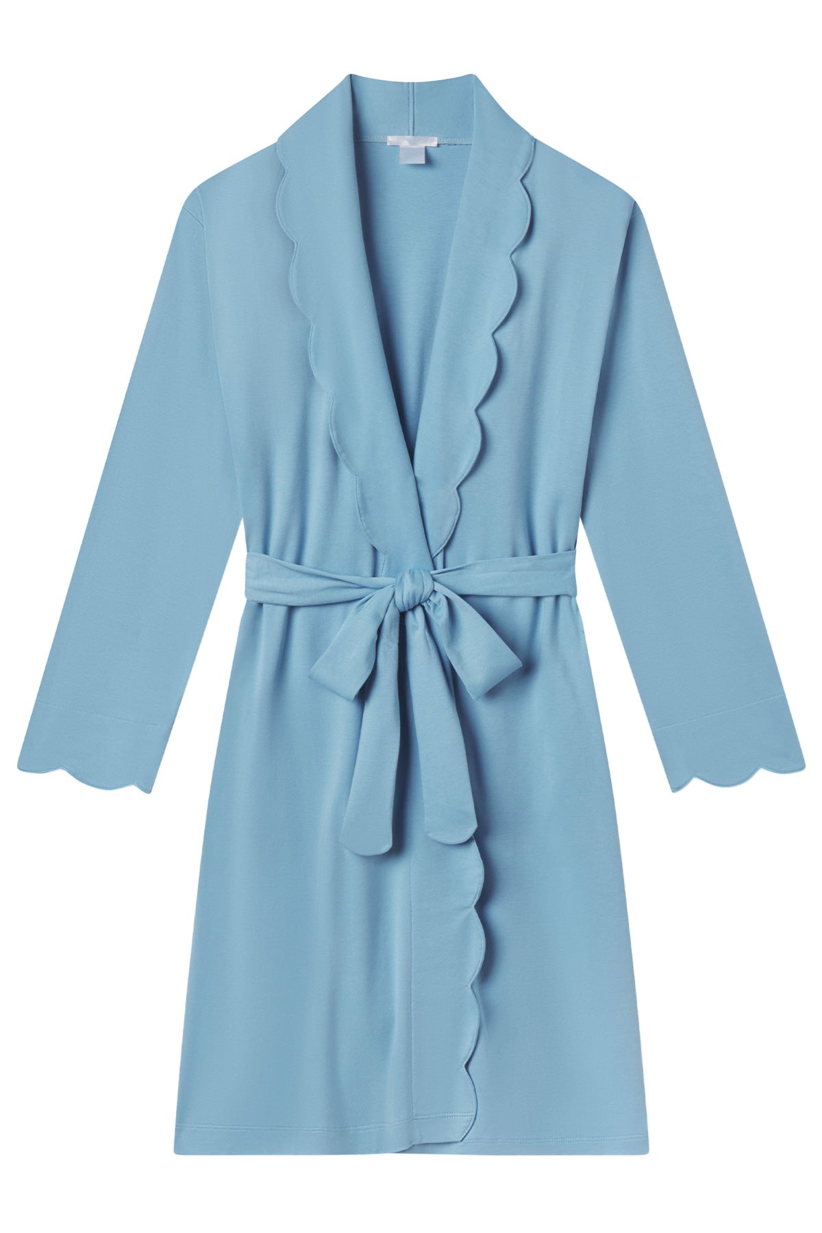 Pima Scallop Robe in Serene Blue
