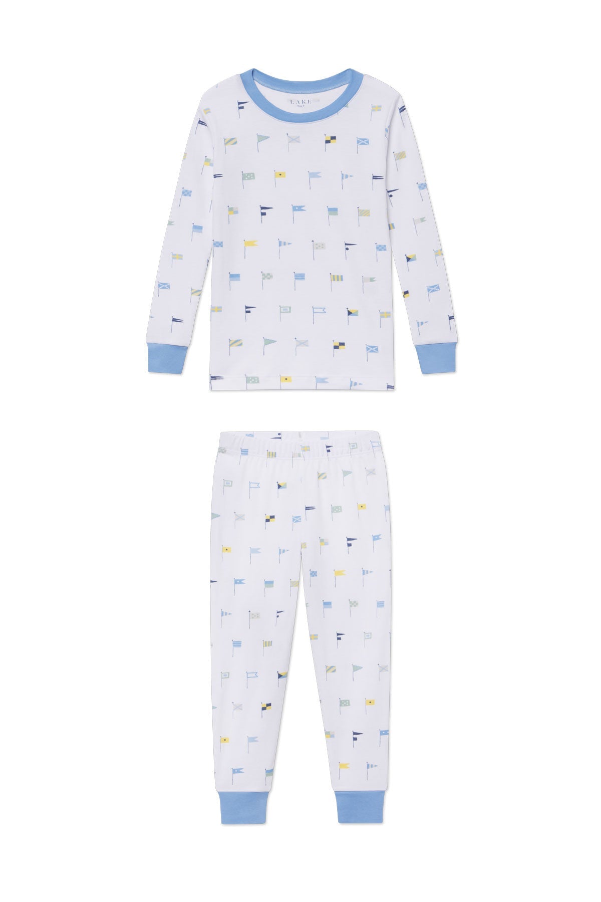 Kids Long-Long Set in Baltic Blue Nautical Flags