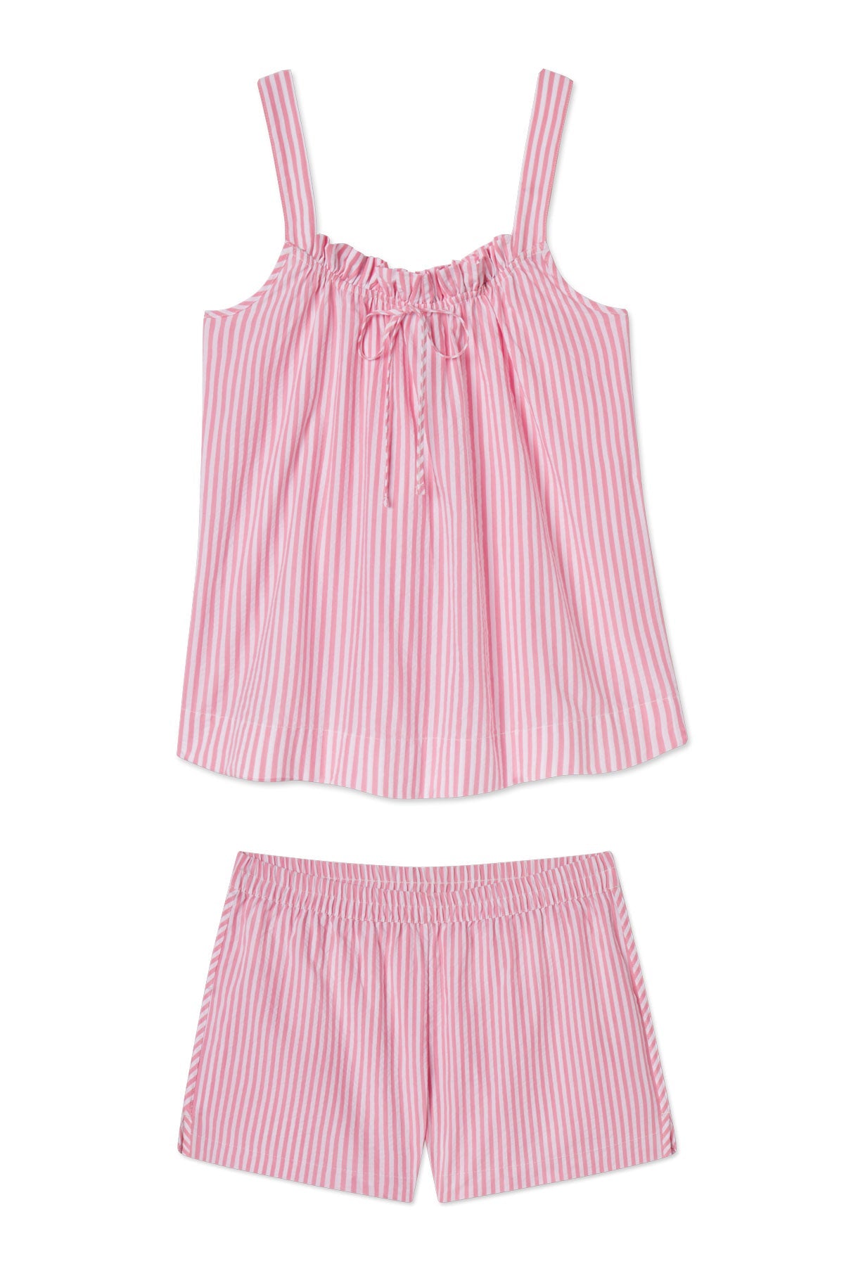 Alice Shorts Set in Sunkissed Coral Seersucker