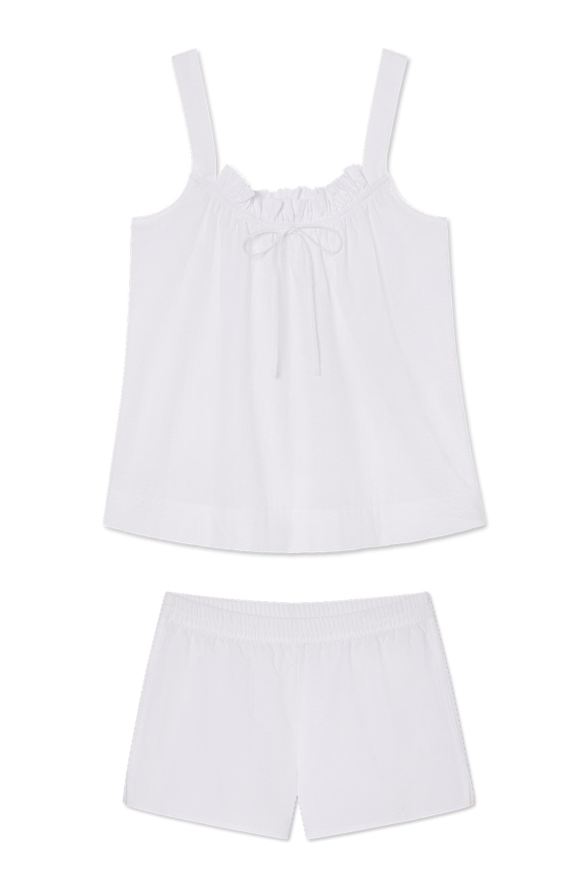 Alice Shorts Set in White Seersucker