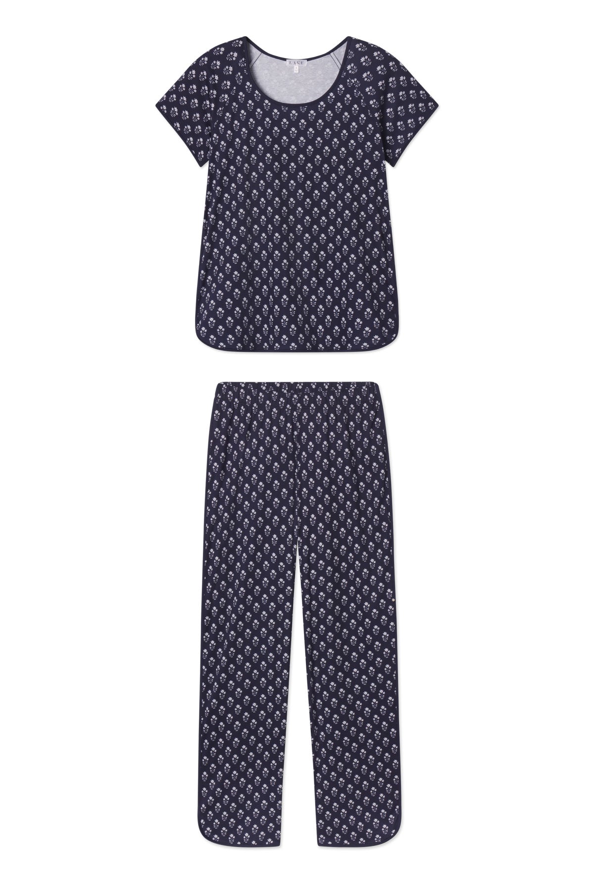 Pima Short-Long Set in English Navy Posy