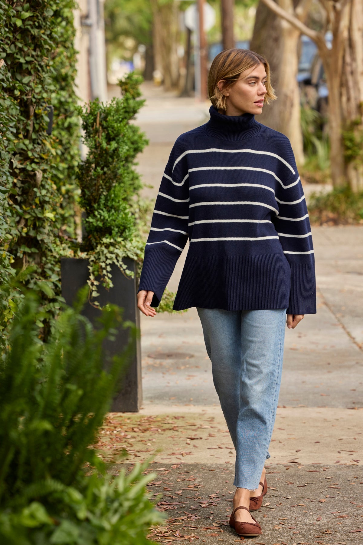 Madeline Sweater in English Navy Banker Stripe
