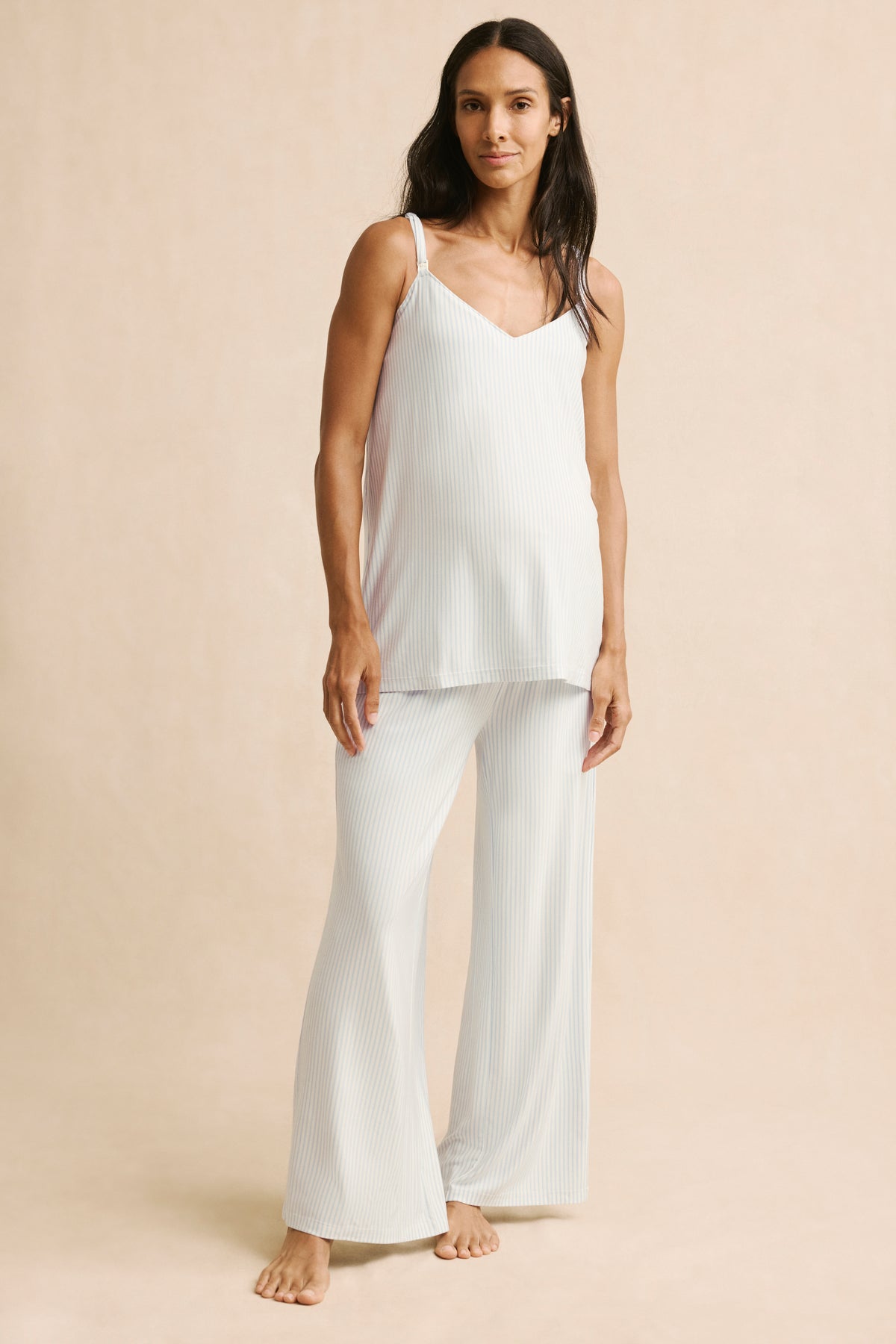 Maternity DreamModal Kimono Three-Piece Set in Fog