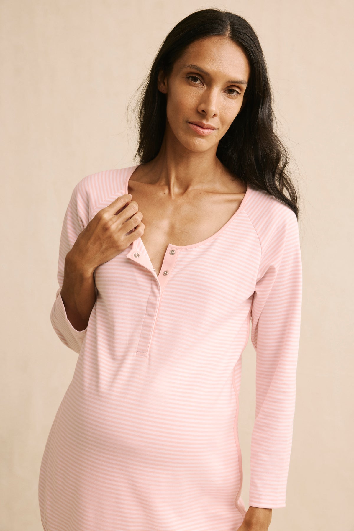 Pima Maternity Long-Long Set in English Rose Stripe