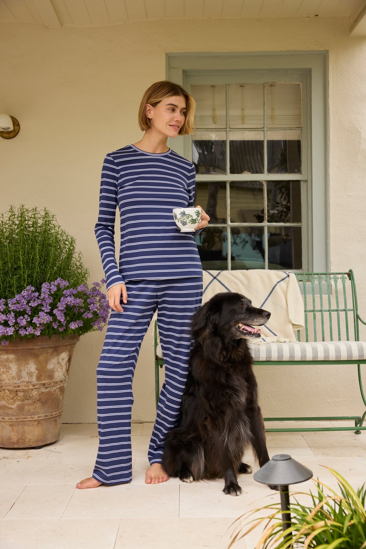 Pima Crew Long Sleeve Bundle in English Navy Tidal Stripe