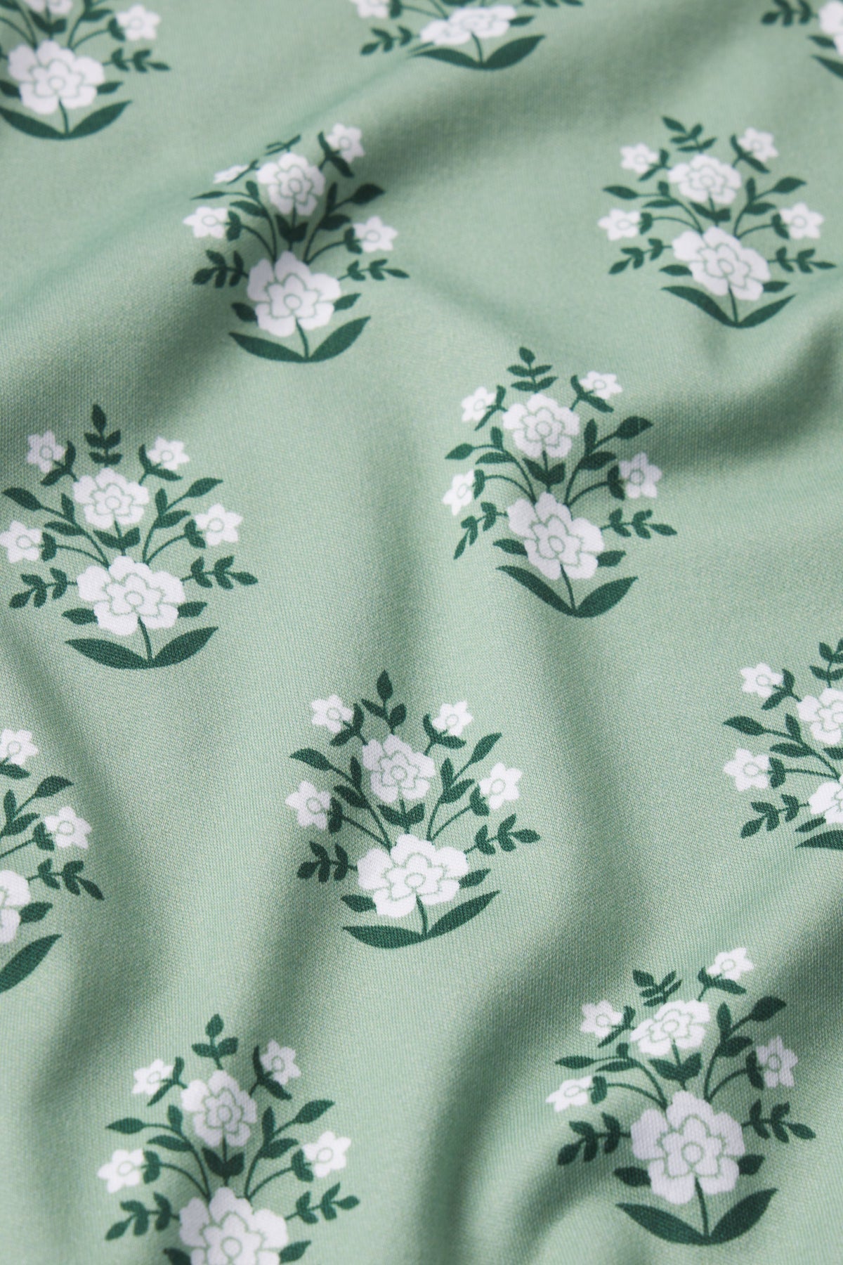 Pima Crew Wide Leg Pajama Set in Granite Green Cottage Floral