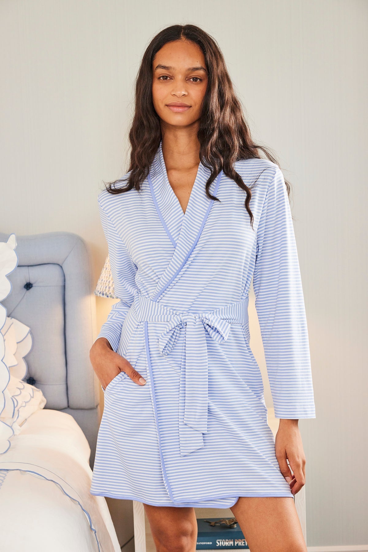 Pima Short Robe in Hydrangea
