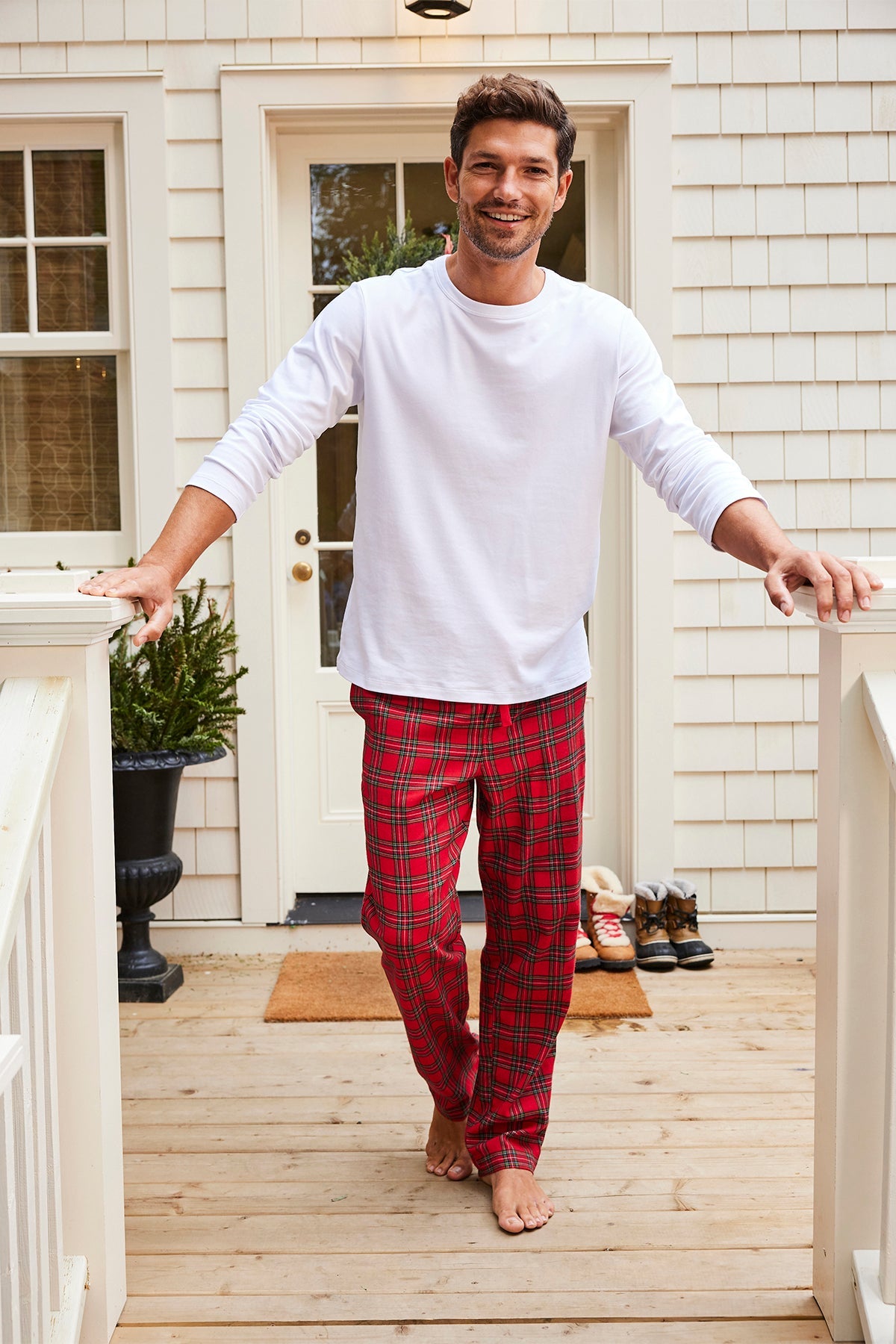 Men's Pima Crewneck Long Sleeve Tee in Soft White