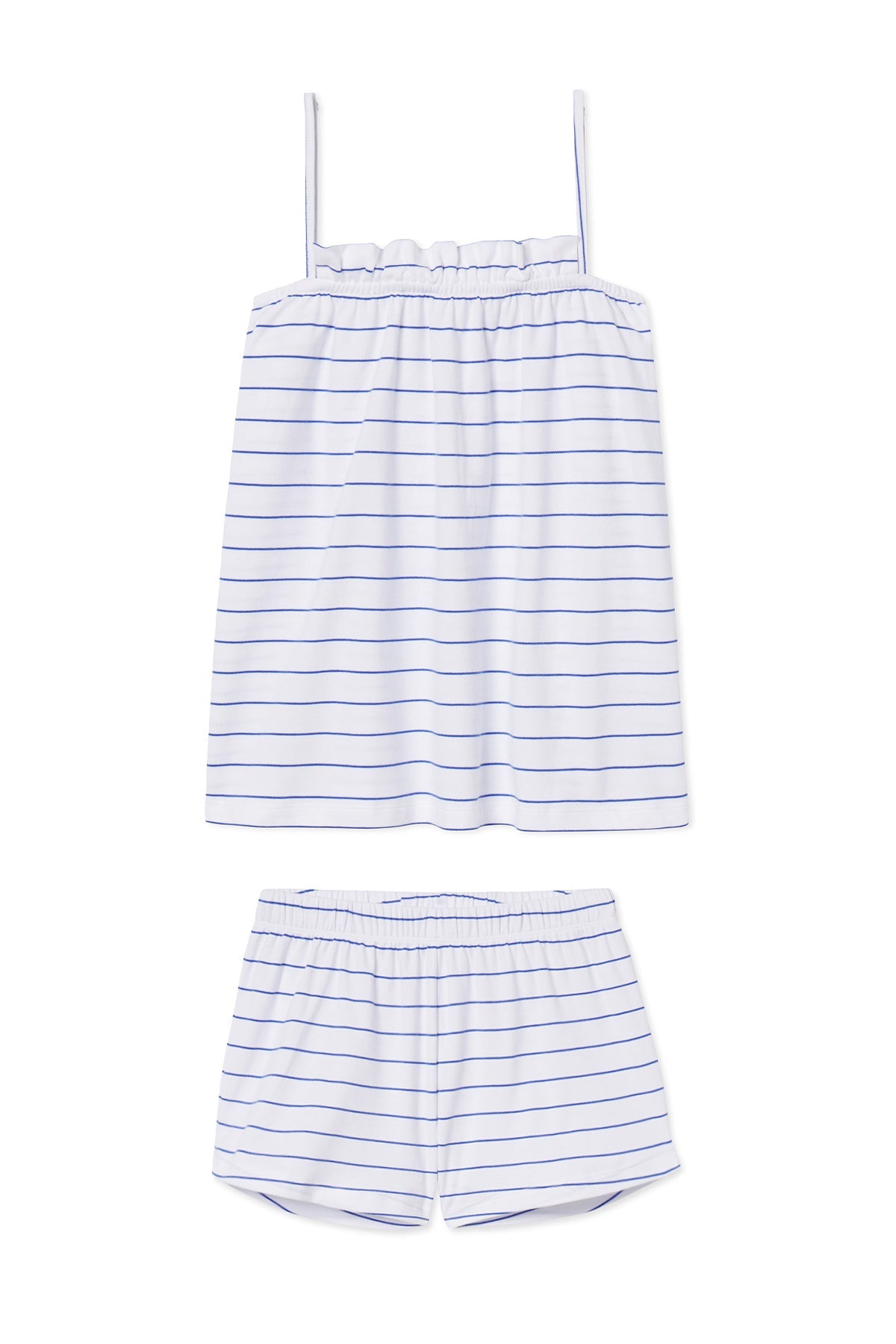 Pima Ruffle Shorts Set in Cobalt